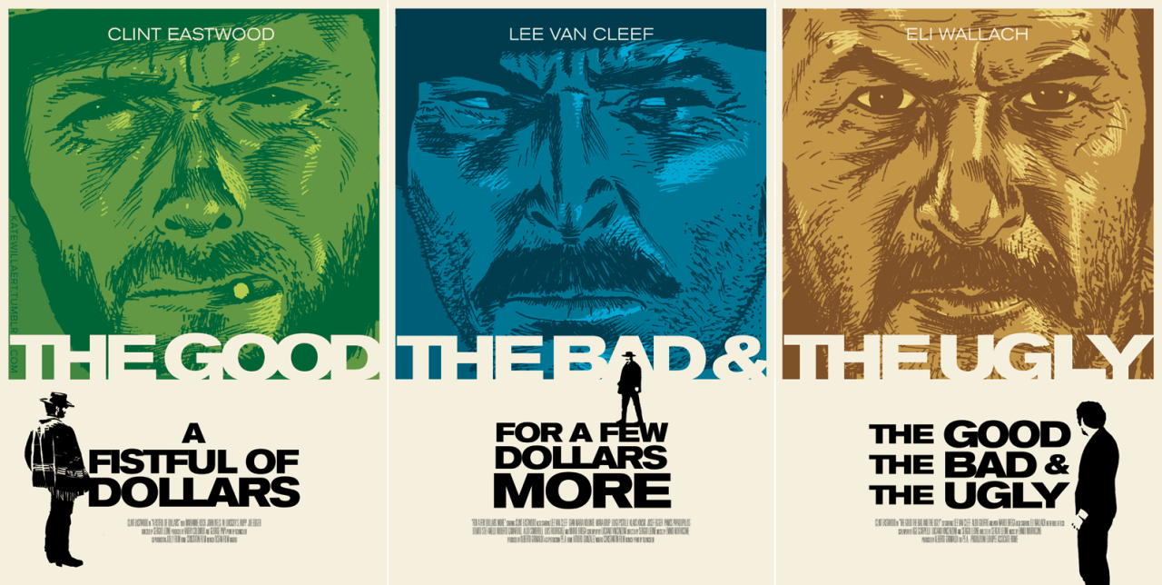 The Good, The Bad & The Ugly (50th Anniversary) poster by Kate Willaert