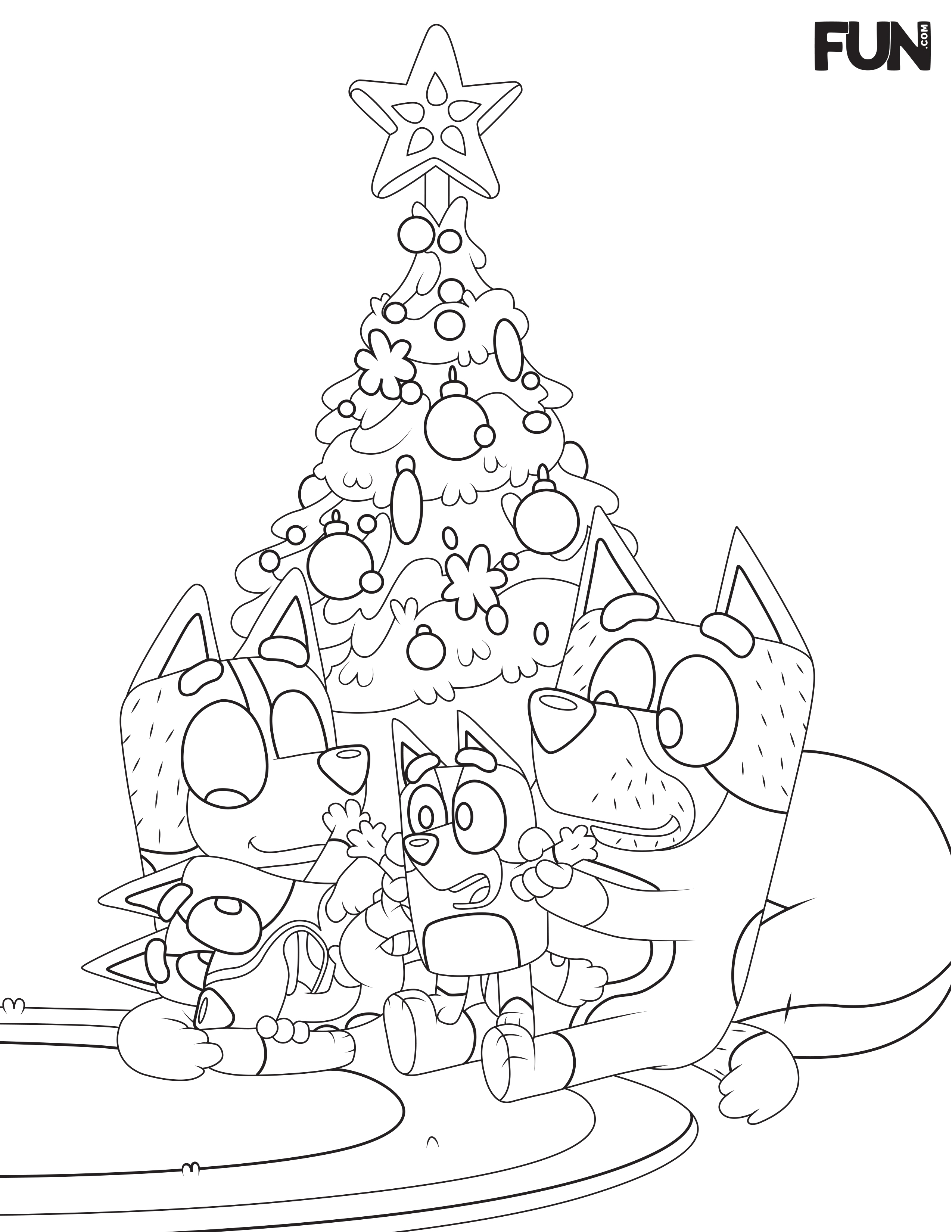 Christmas Bluey Coloring Page