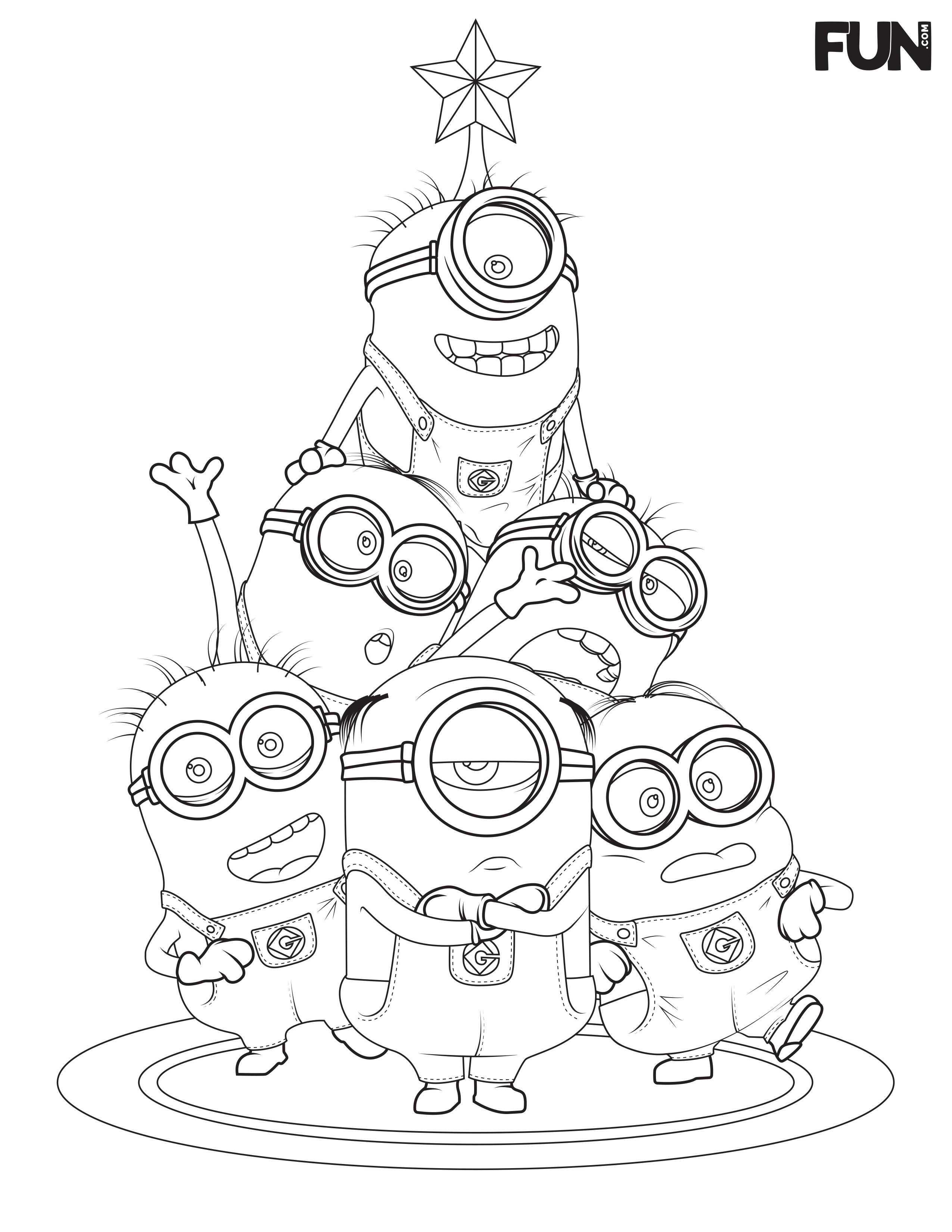 Christmas Minions Coloring Page