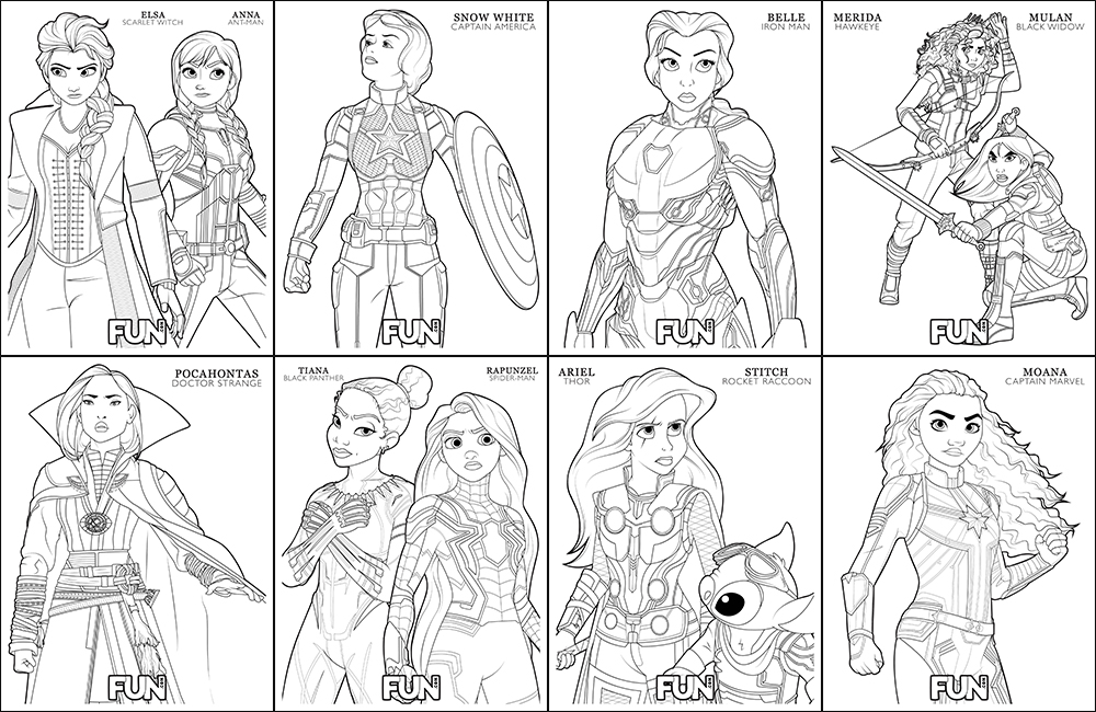 Disney and Avengers Coloring Pages