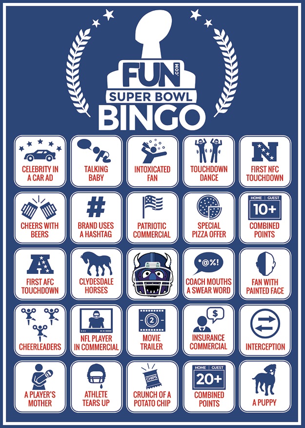 Football Bingo American Football Bingo Super Bowl Bingo 