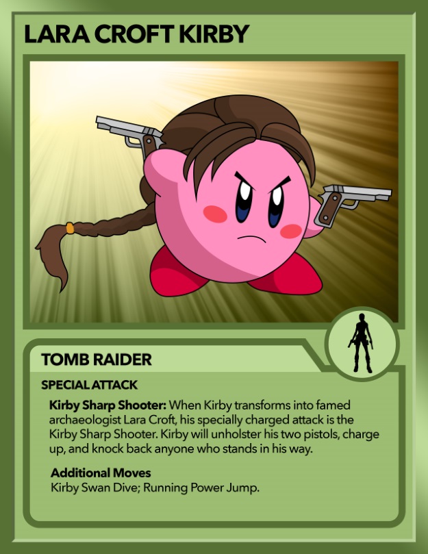Kirby as Lara Croft from Tomb Raider