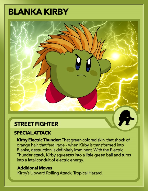 Kirby as Blanka from Street Fighter