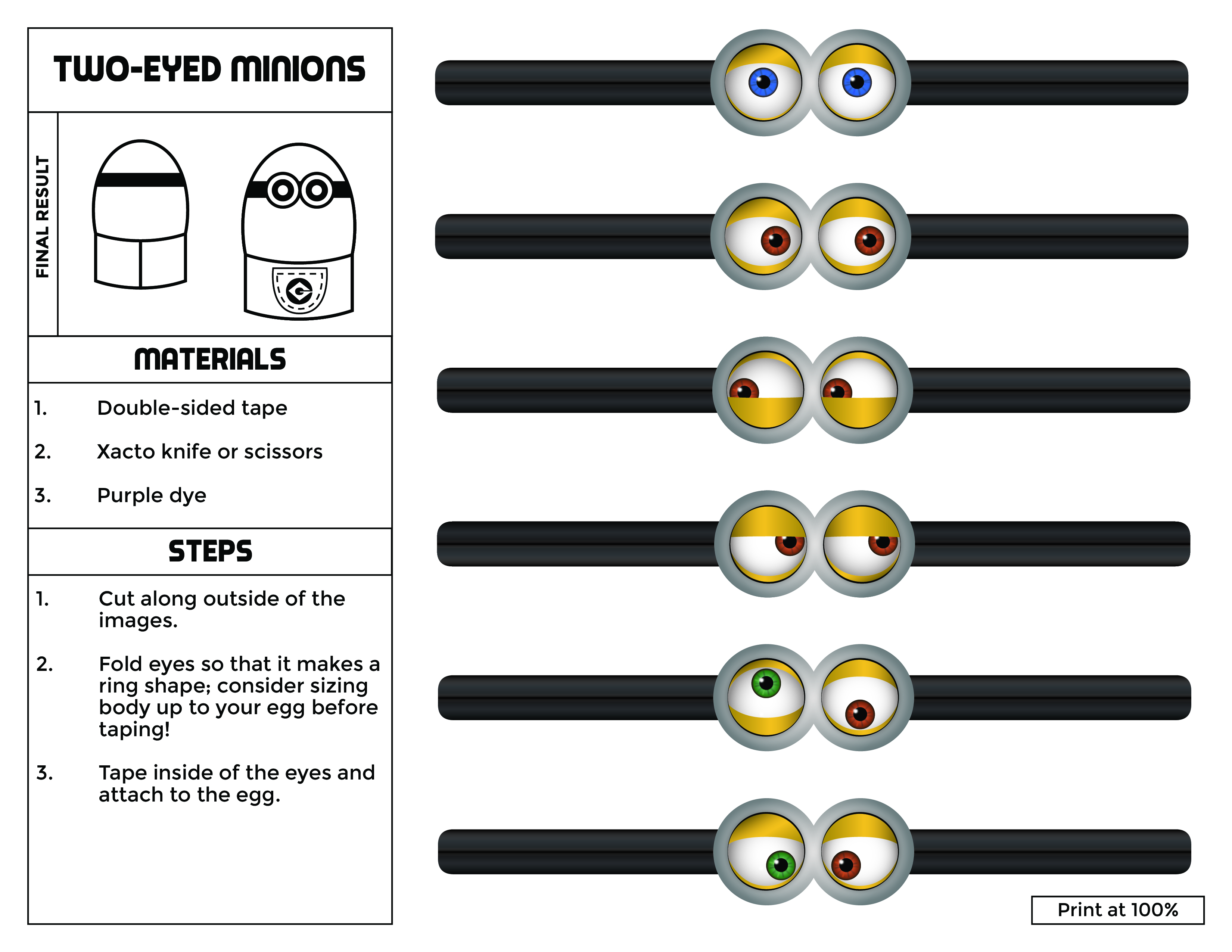 Printable Despicable Me Egg Costumes