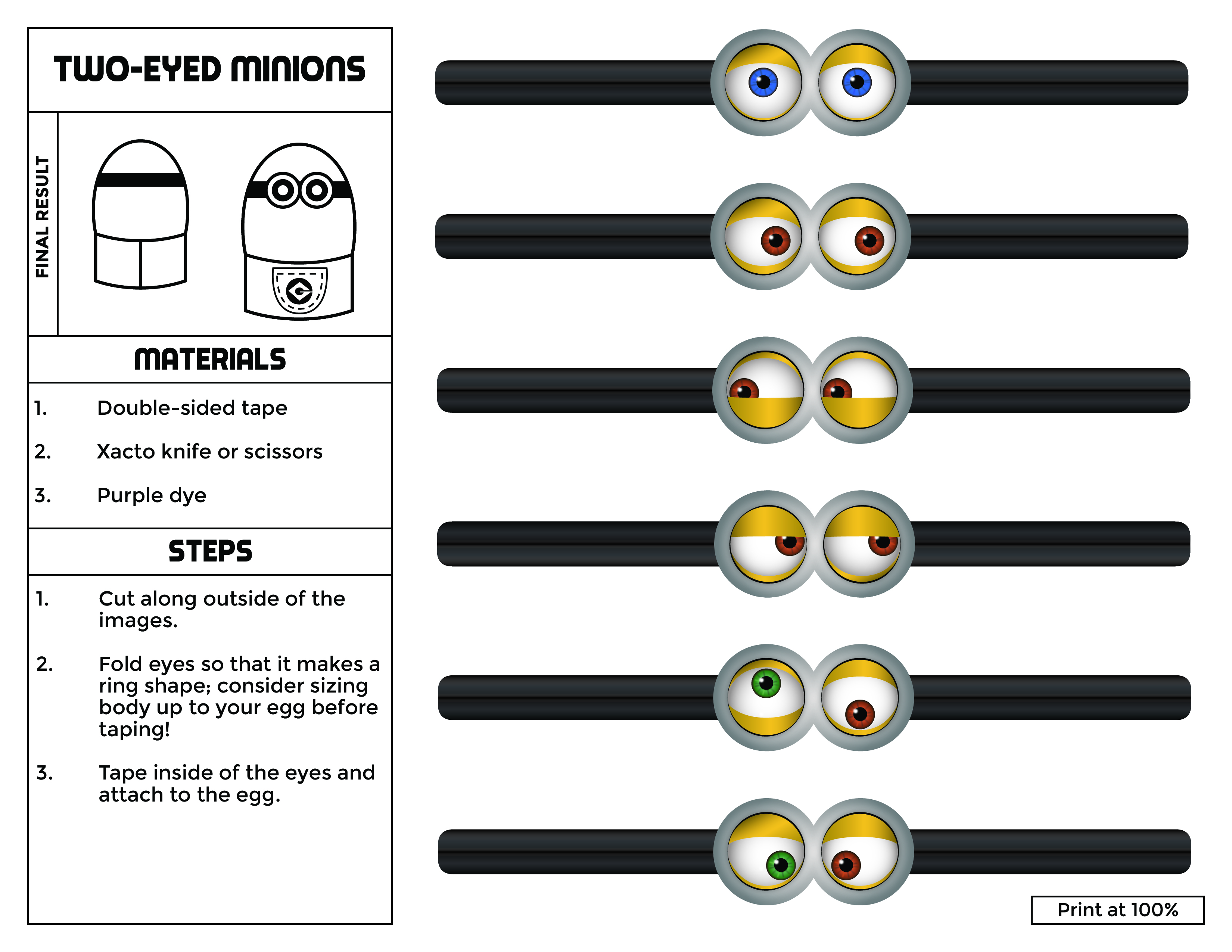 minion eyes printable