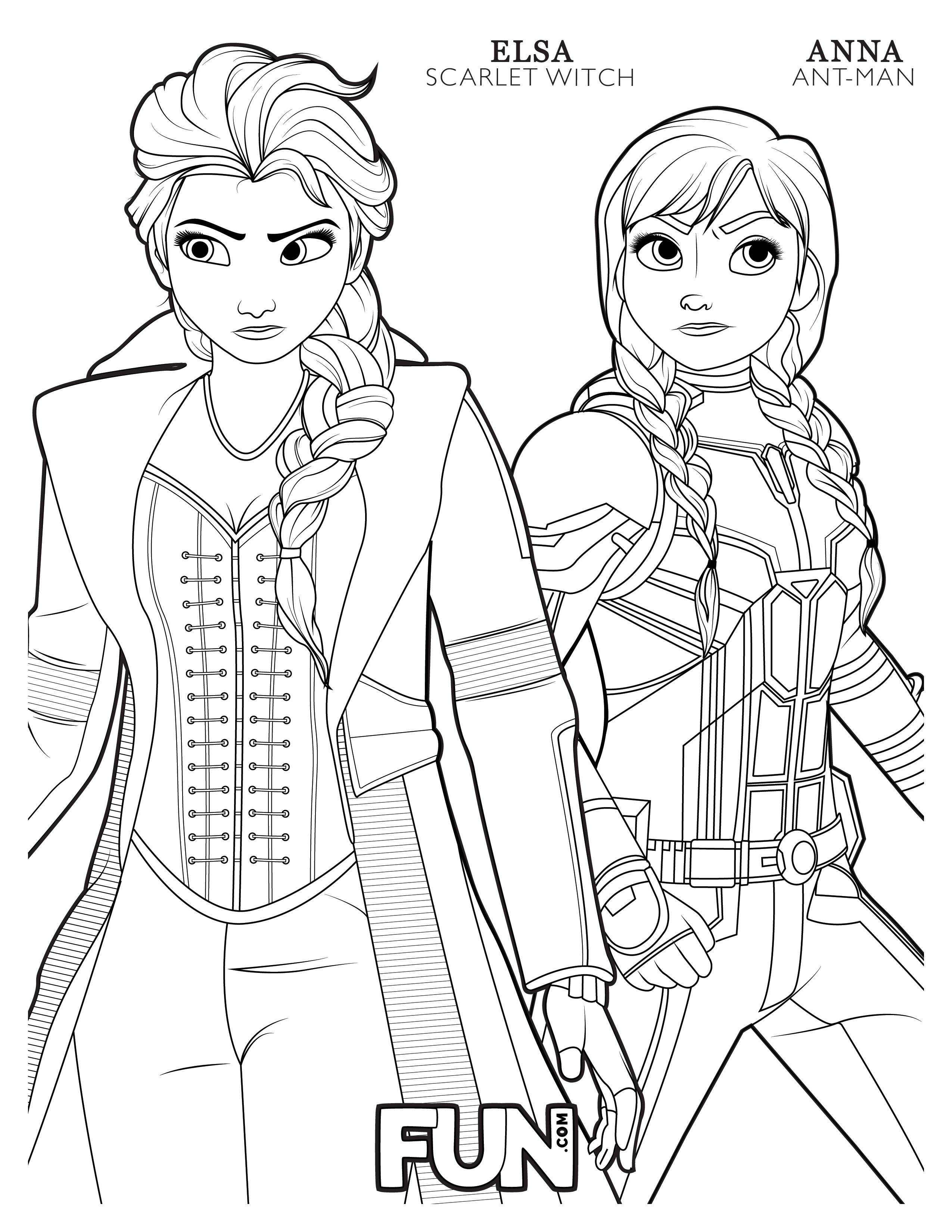 Anna Ant-Man and Elsa Scarlet Witch Coloring Page