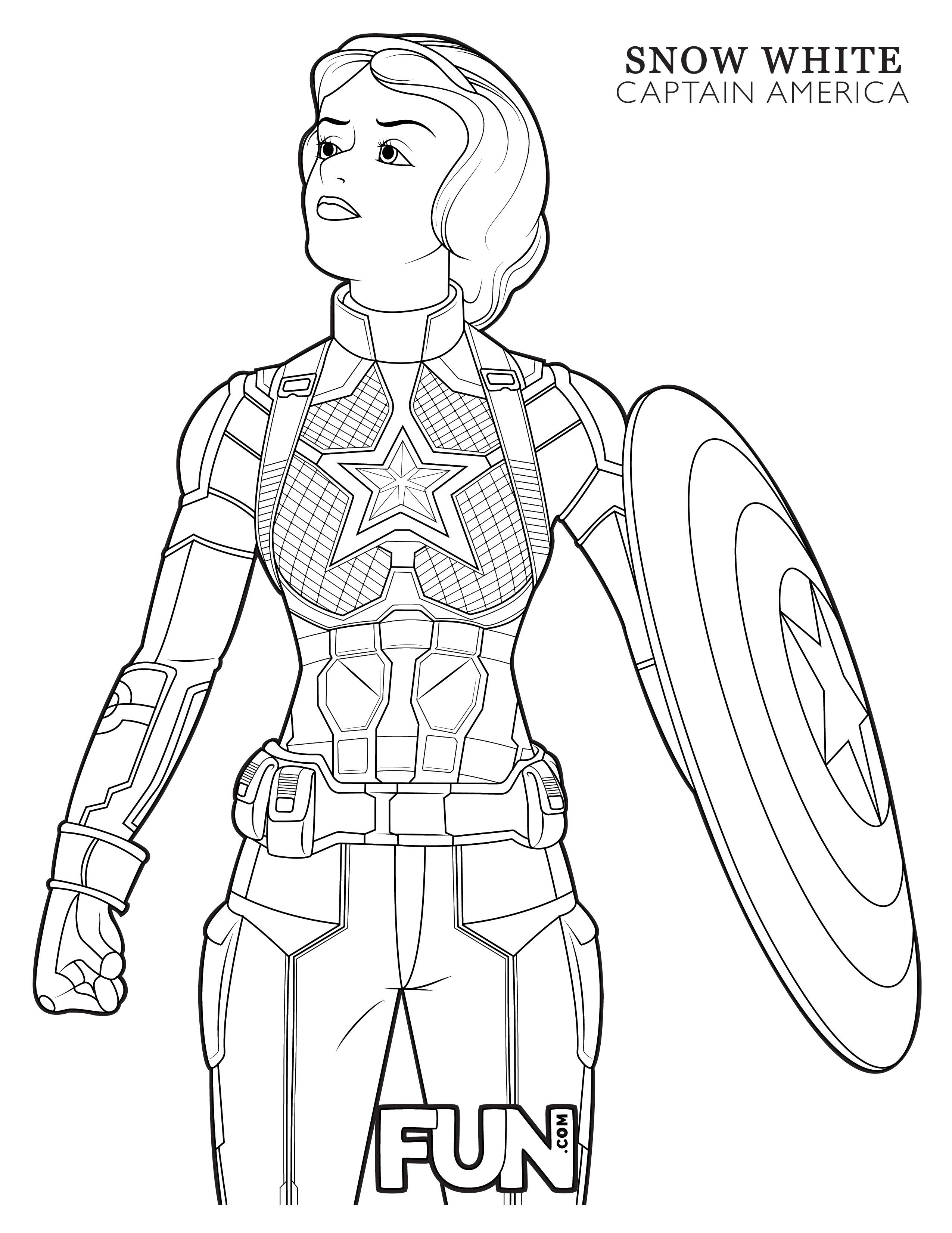 Snow White Captain America Coloring Page