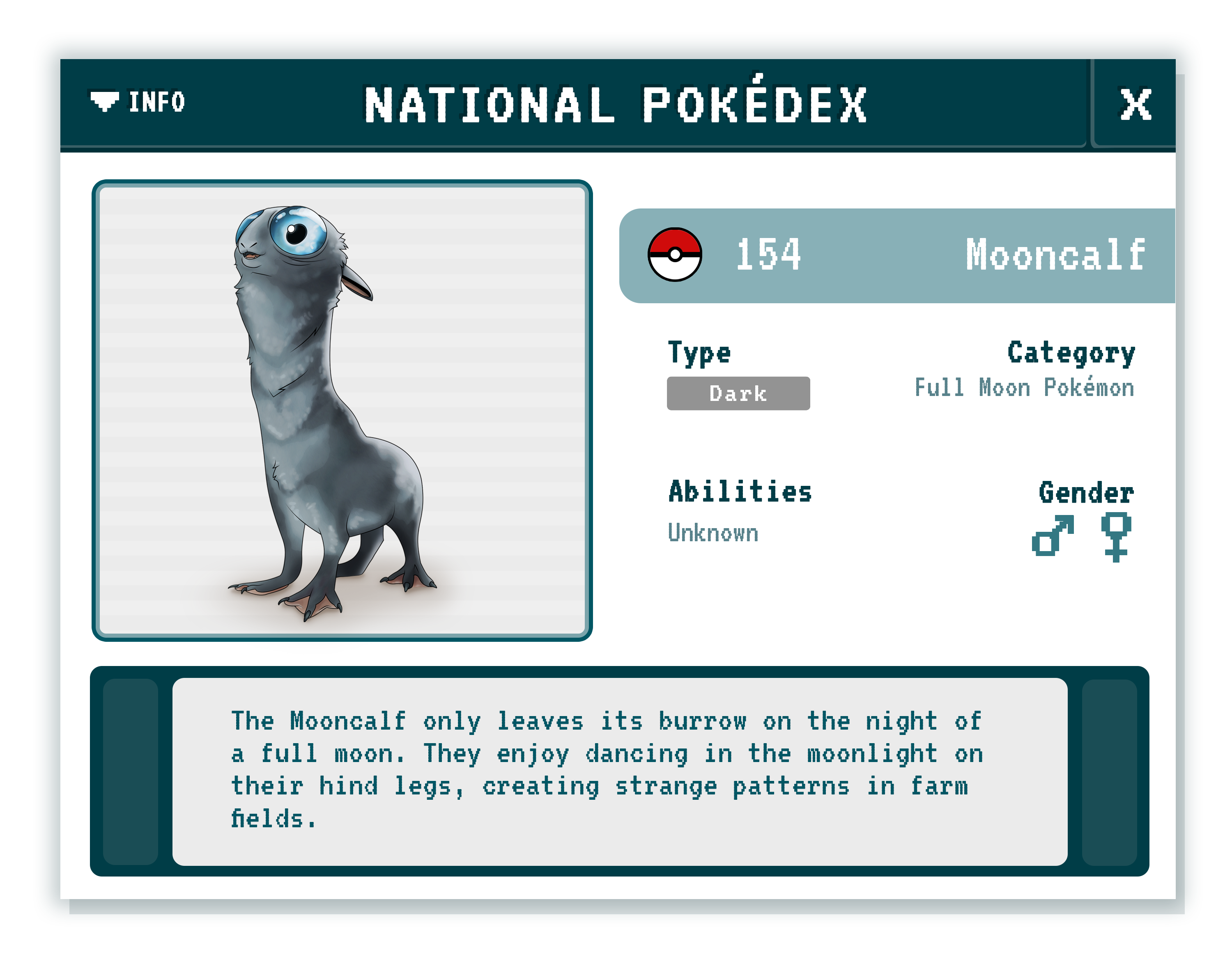 Mooncalf Pokédex (Fantastic Beasts/Pokémon Mashup)