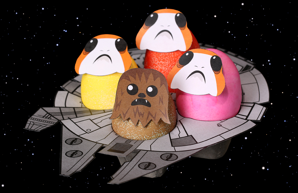 Chewbacca and Porgs as Star Wars Easter Eggs