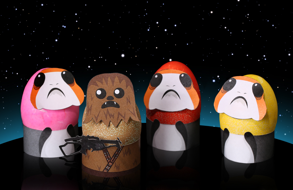 Chewbacca and Porgs as Star Wars Easter Eggs