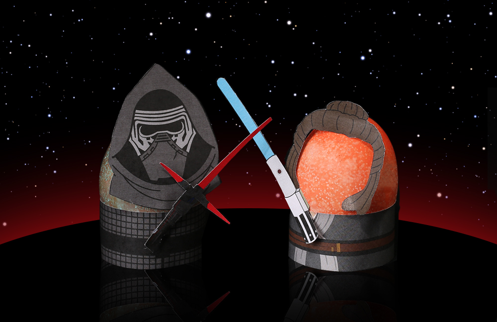 Kylo Ren and Rey as Star Wars Easter Eggs