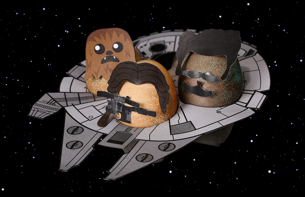 Chewbacca, Han Solo, and Lando Calrissian as Star Wars Easter Eggs