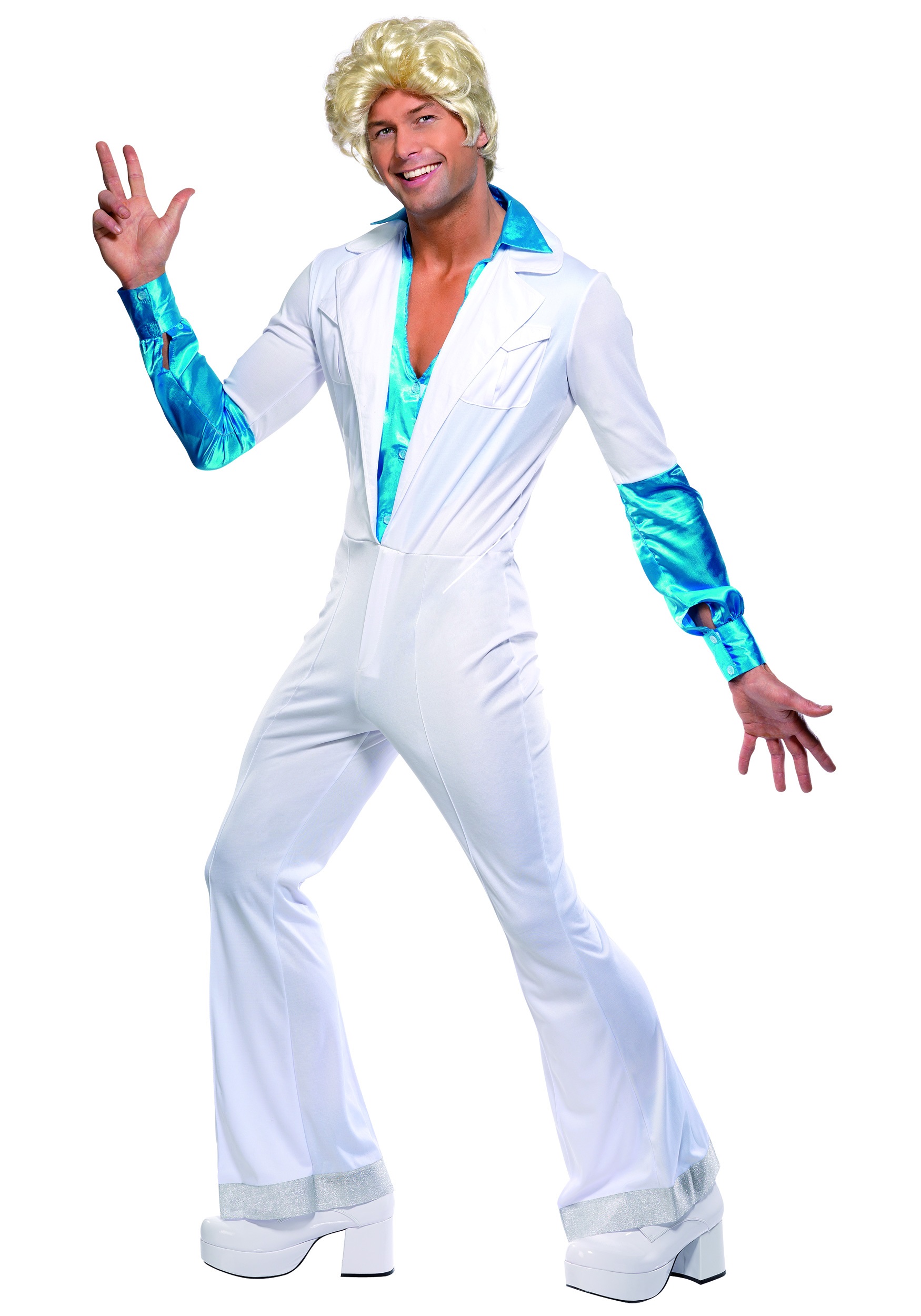 Photos - Fancy Dress MAN Smiffys Disco  Men's Costume Blue/White SM33346 