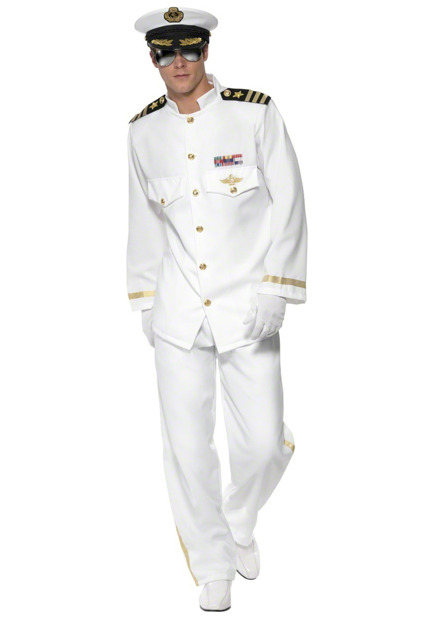 Photos - Fancy Dress Deluxe Smiffys  Ship Captain Costume for Men White SM33690 