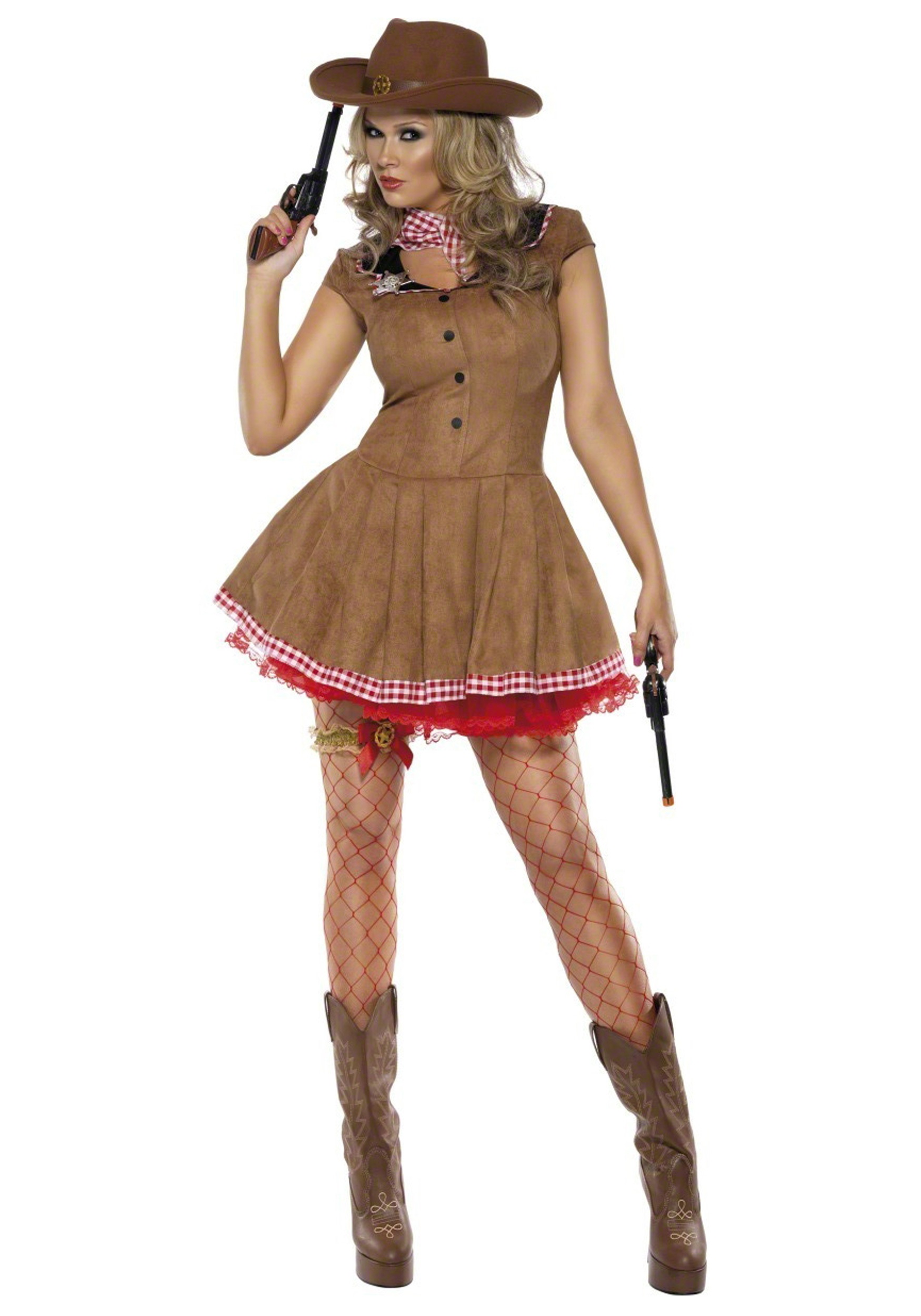Photos - Fancy Dress West Smiffys Wild  Cowgirl Costume For Adults Brown/Red SM33794 