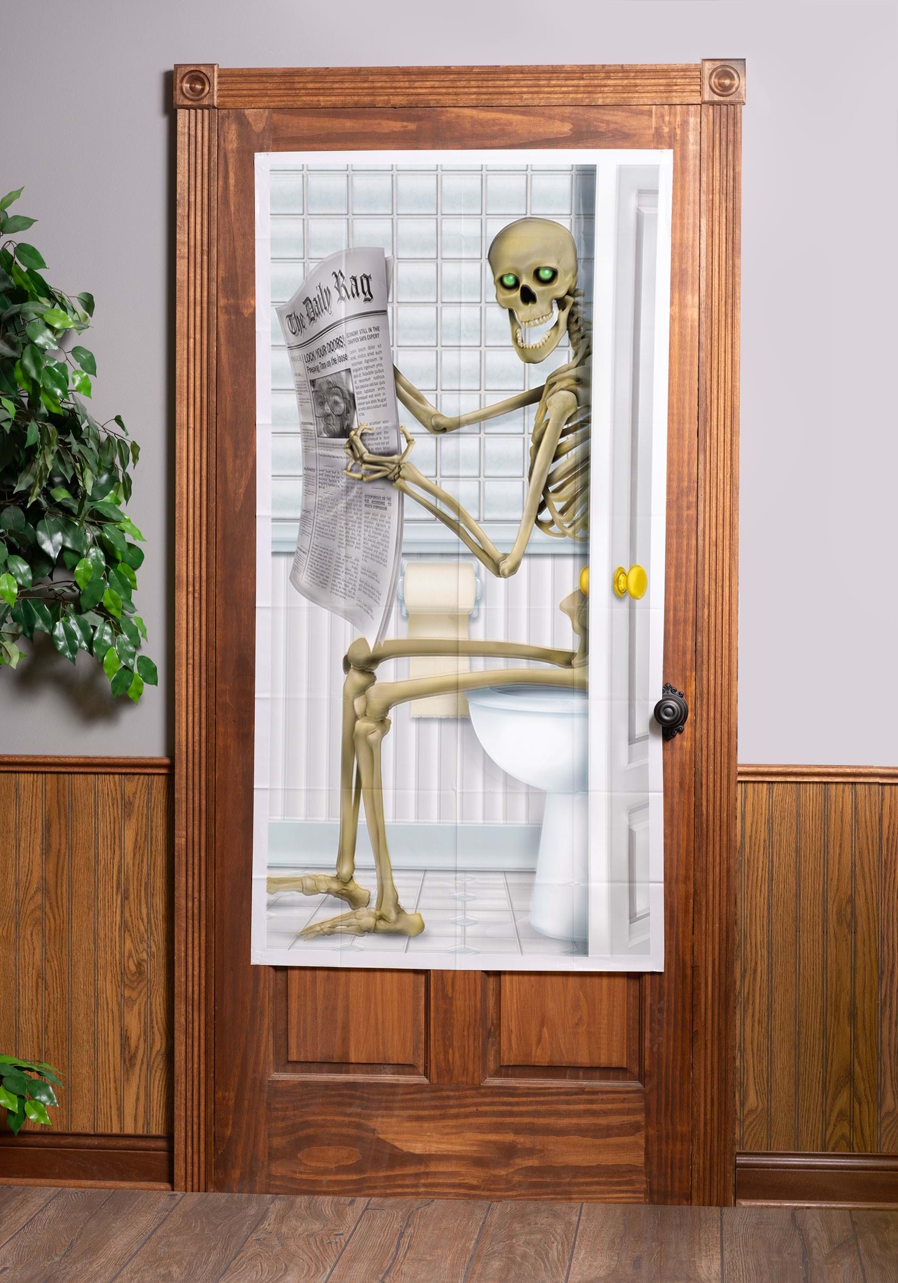 Toilet Halloween Decor Skeleton Door Cover