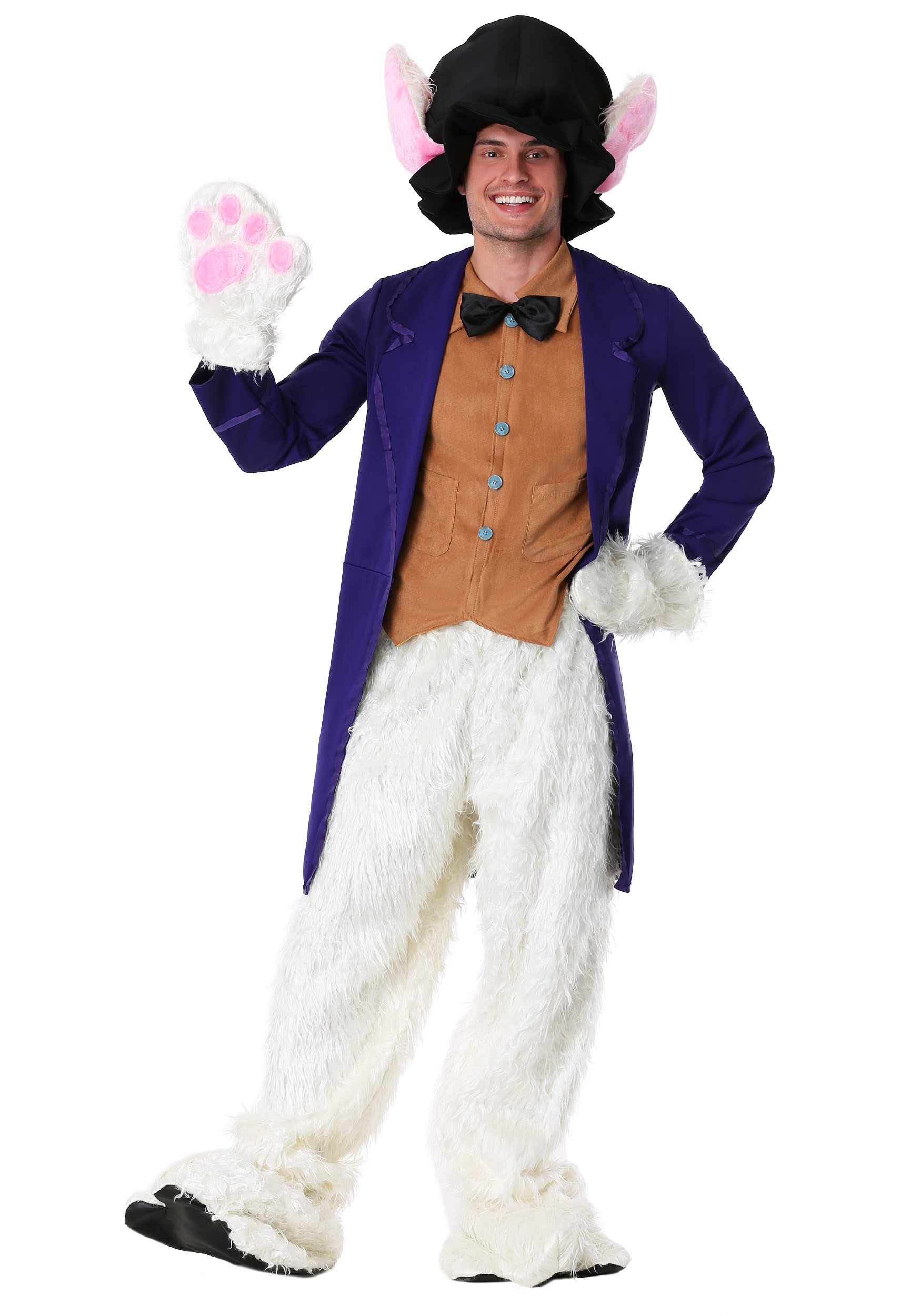 Photos - Fancy Dress FUN Costumes Men's Plus Size White Rabbit Costume Yellow/Purple/Wh