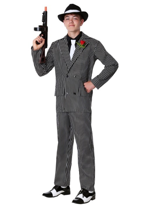 Deluxe Teen Striped Gangster Suit Costume