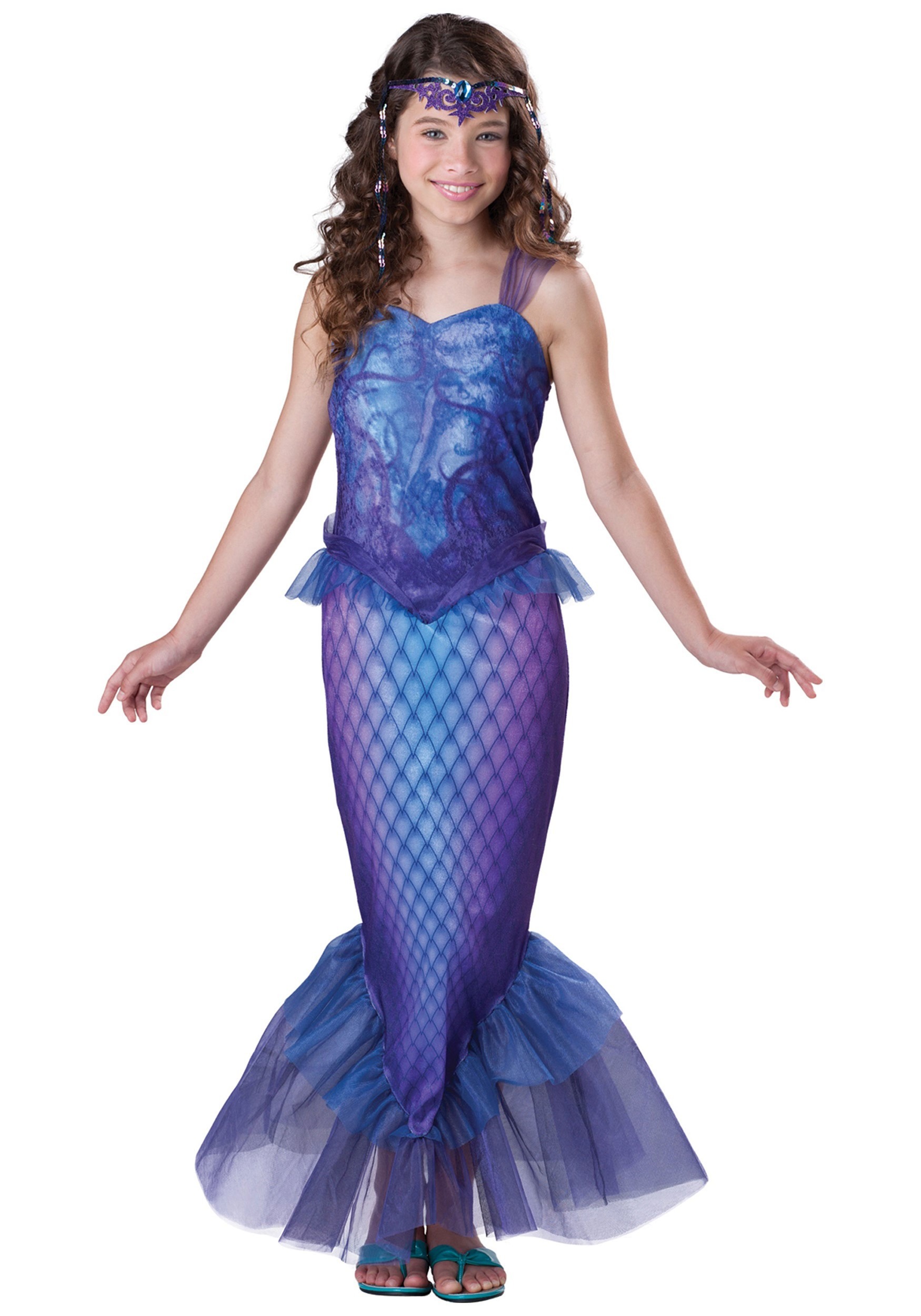 Photos - Fancy Dress Character In  Tween Mysterious Mermaid Costume | Sea Creature Costumes Blue 