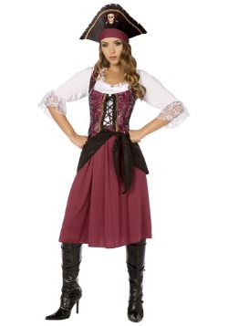 Burgundy Pirate Wench Plus Size Costume