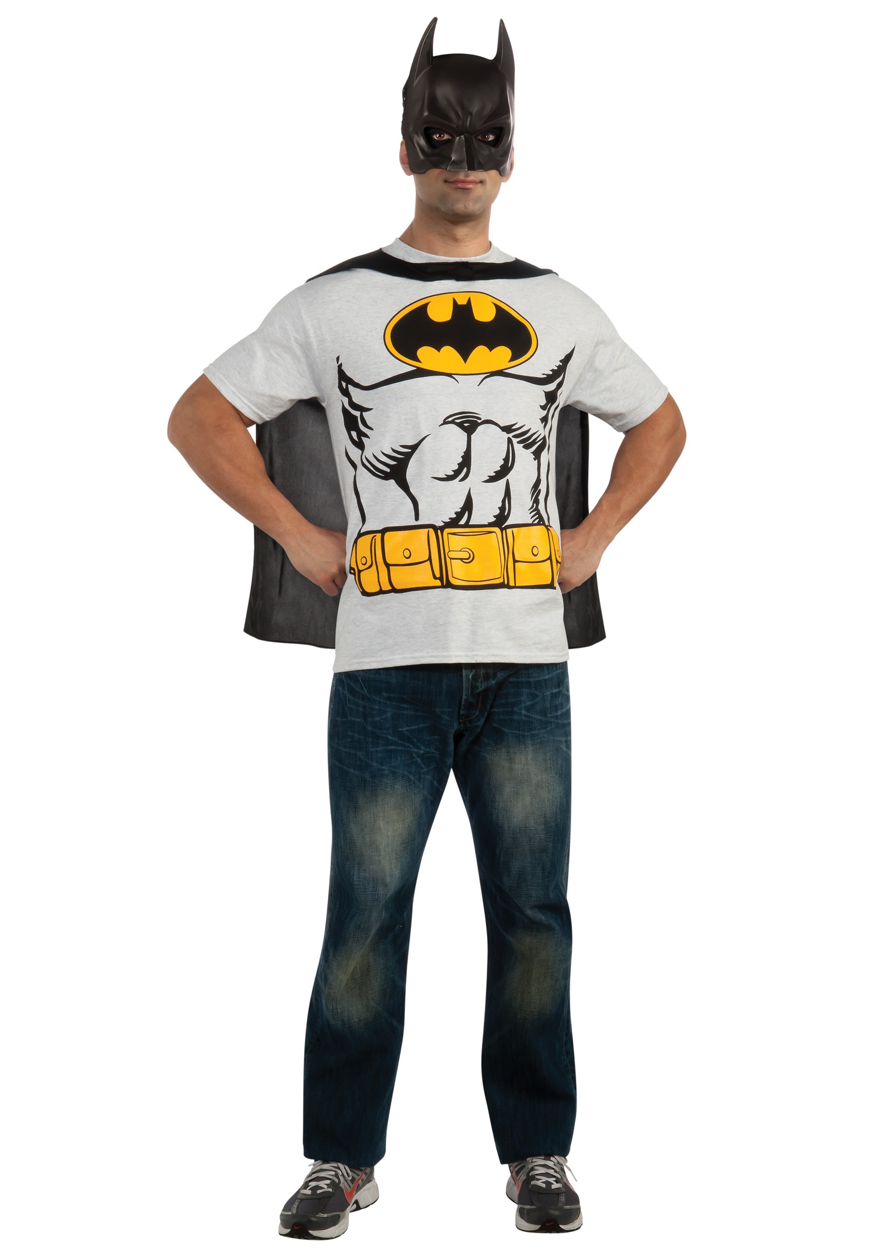 Barry Politik Tempel Mens Classic Batman T-Shirt with Cape Costume