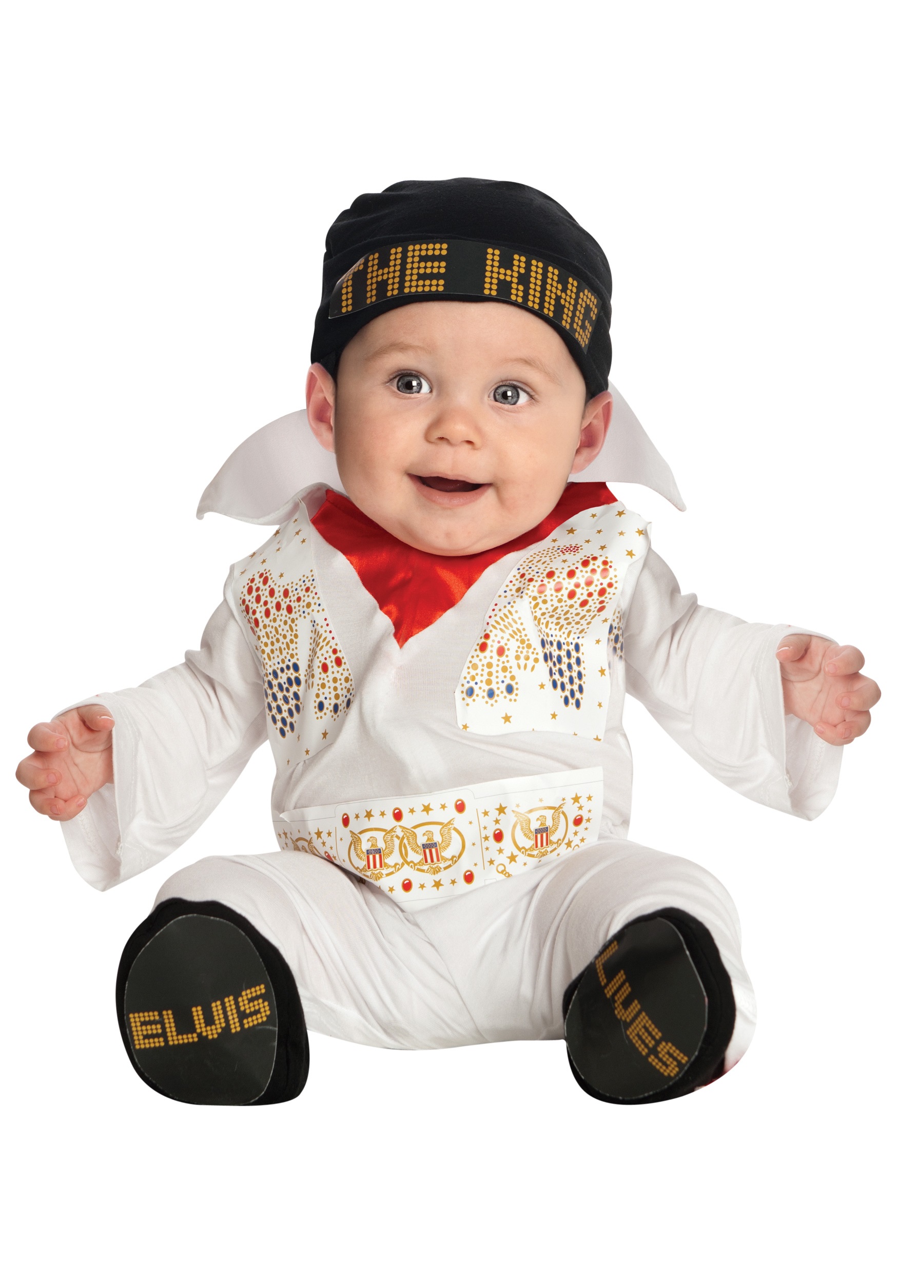 Photos - Fancy Dress Rubies Costume Co. Inc Infant Rock N Roll Elvis Onesie Costume White RU881 