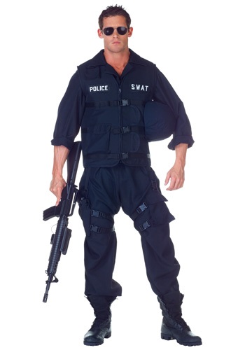 Men's SWAT Team Plus Size Jumpsuit Costume