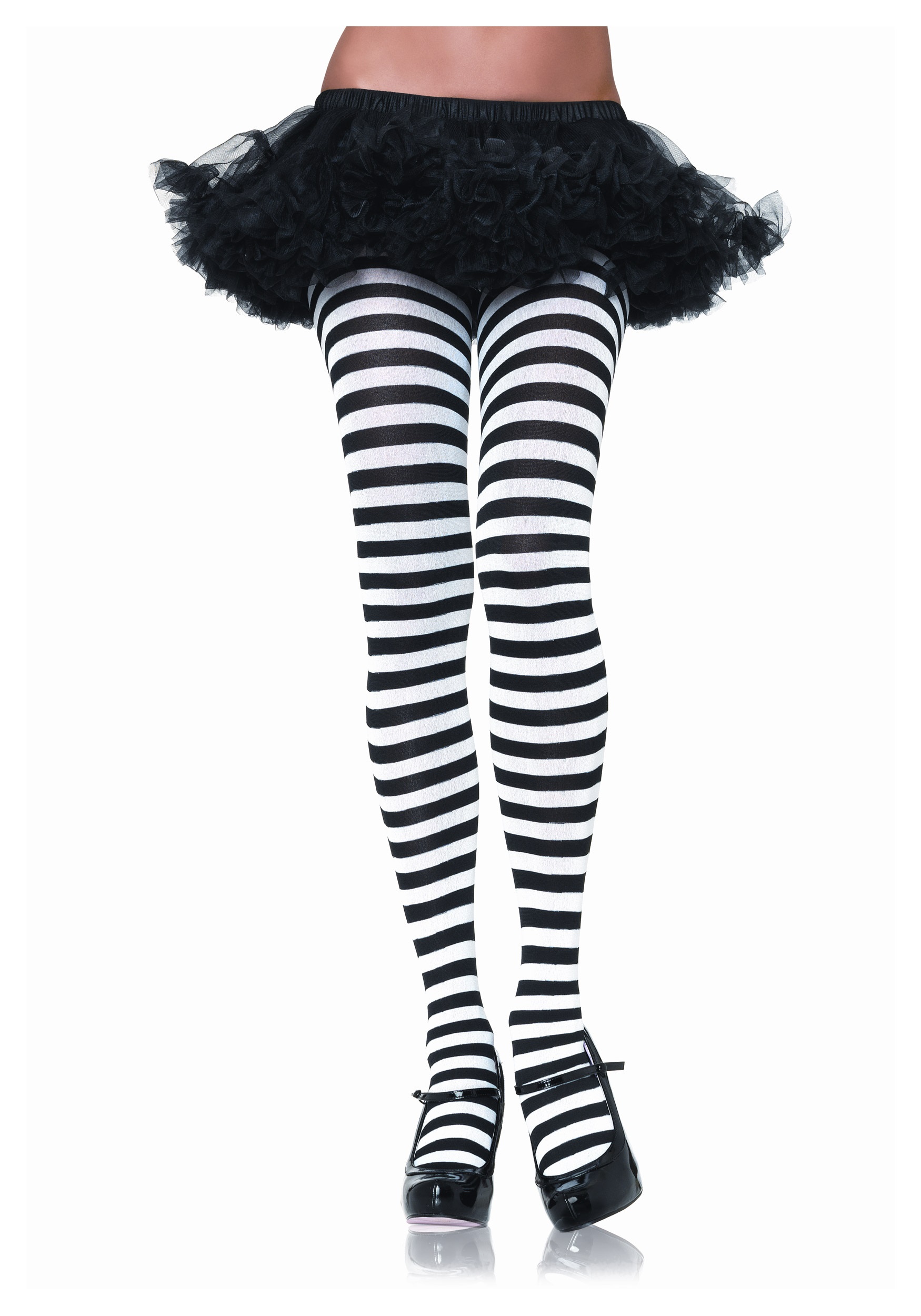 White and Black Striped Tights