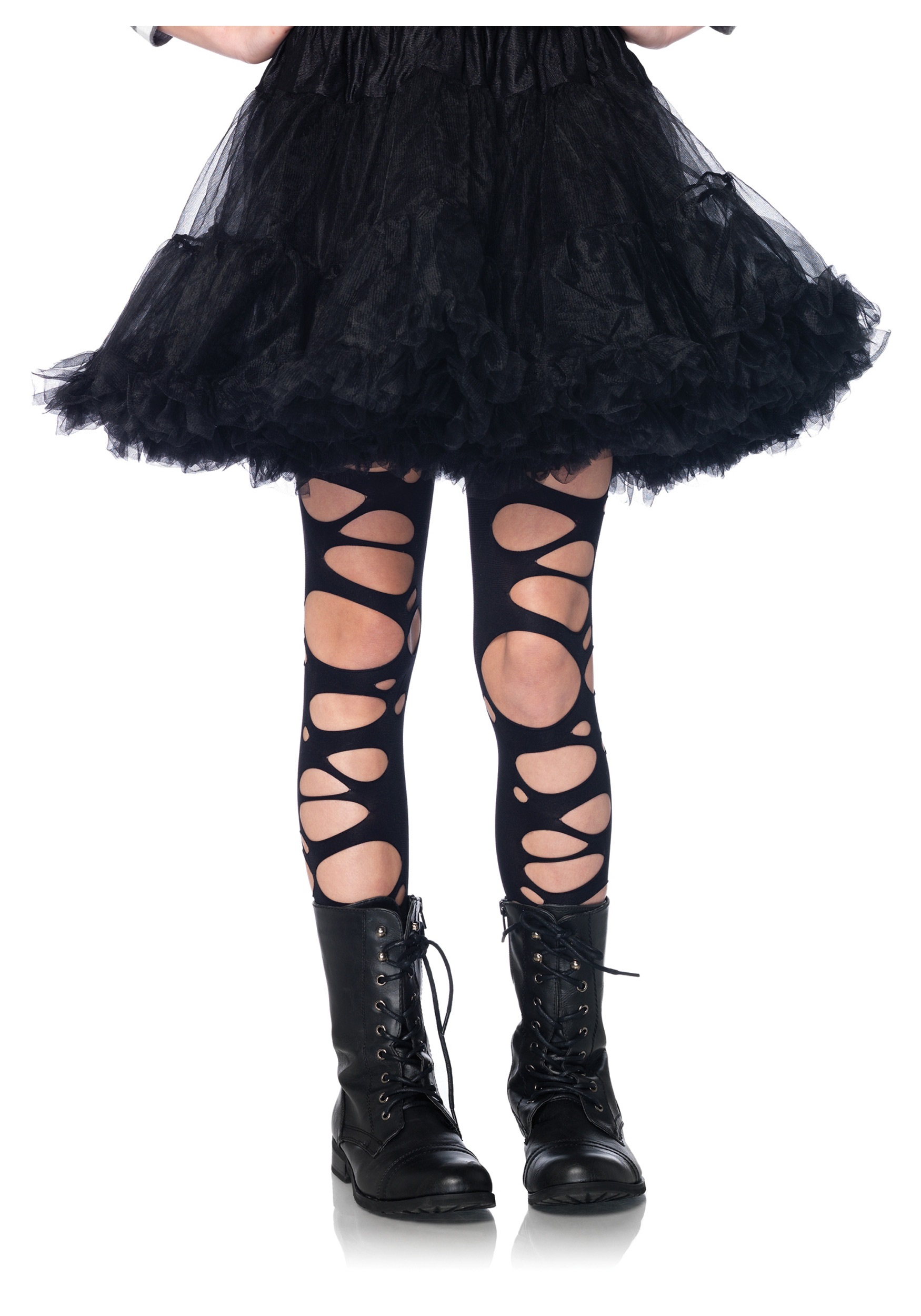 Girl's Tattered Gothic Black Tights