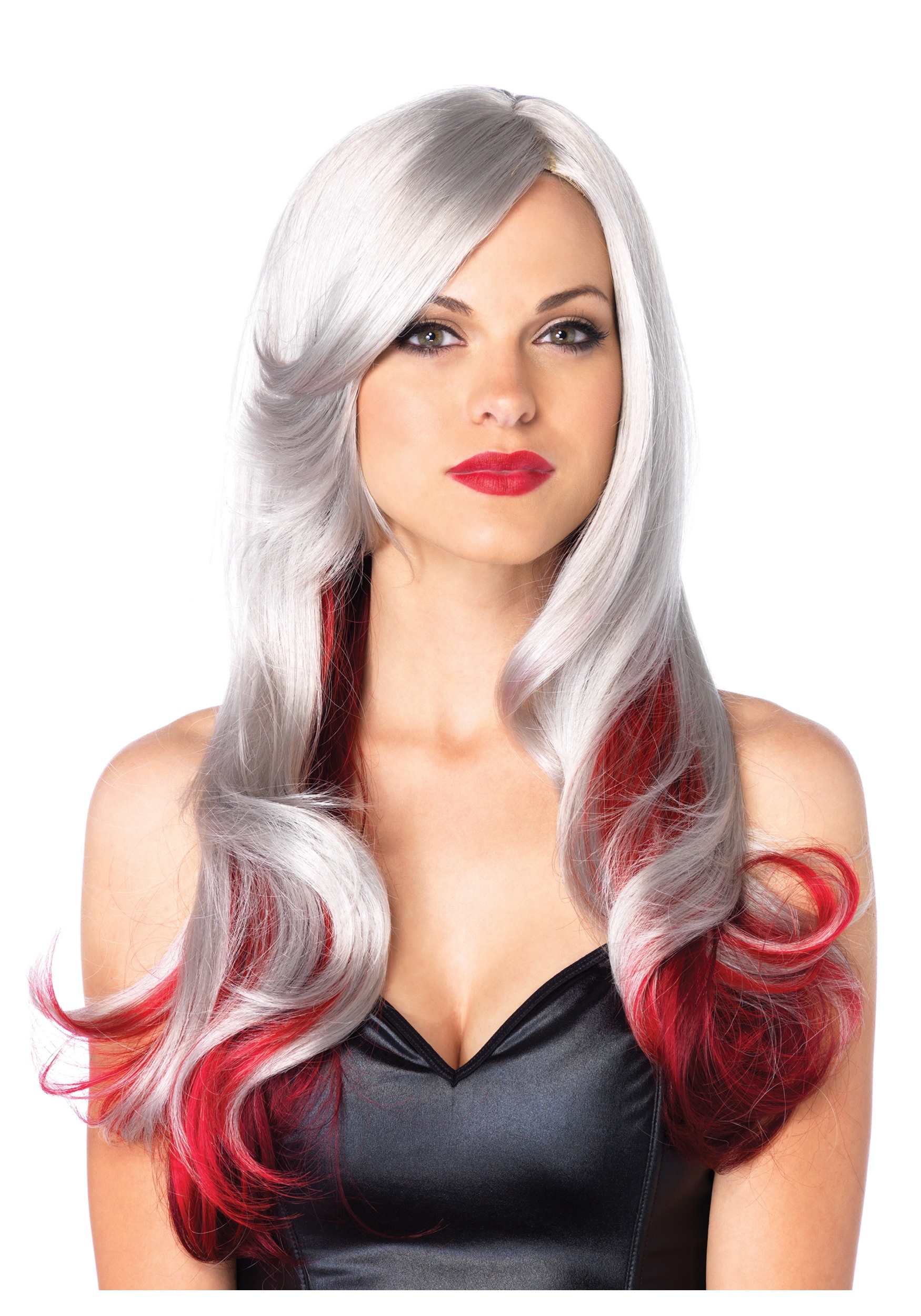 Grey and Red Two Toned Wig