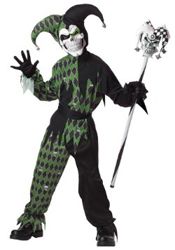 Green Scary Jester Boys Costume