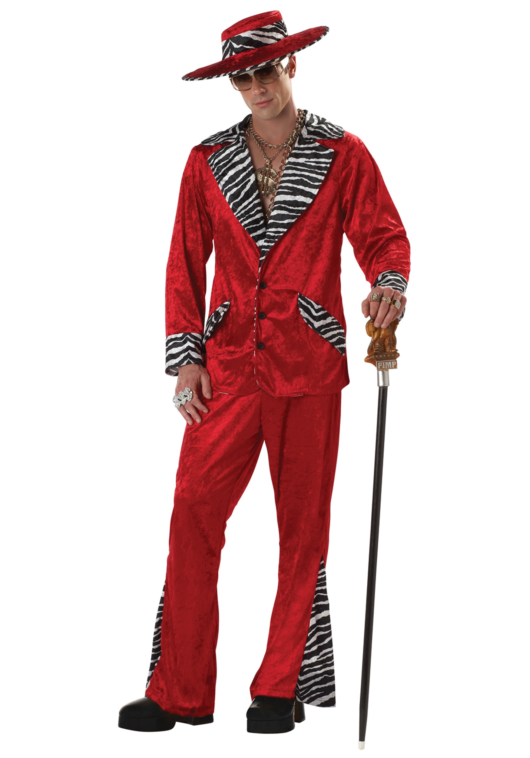 Zebra Trim Red Pimp Men's Costume