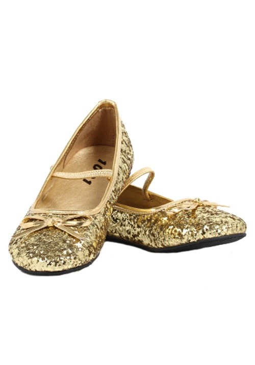 Girls Gold Glitter Ballet Flats