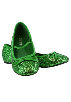 Girls Green Glitter Ballet Flats11