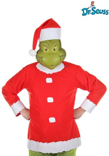 Adult Grinch Costume With Hat And Half Mask