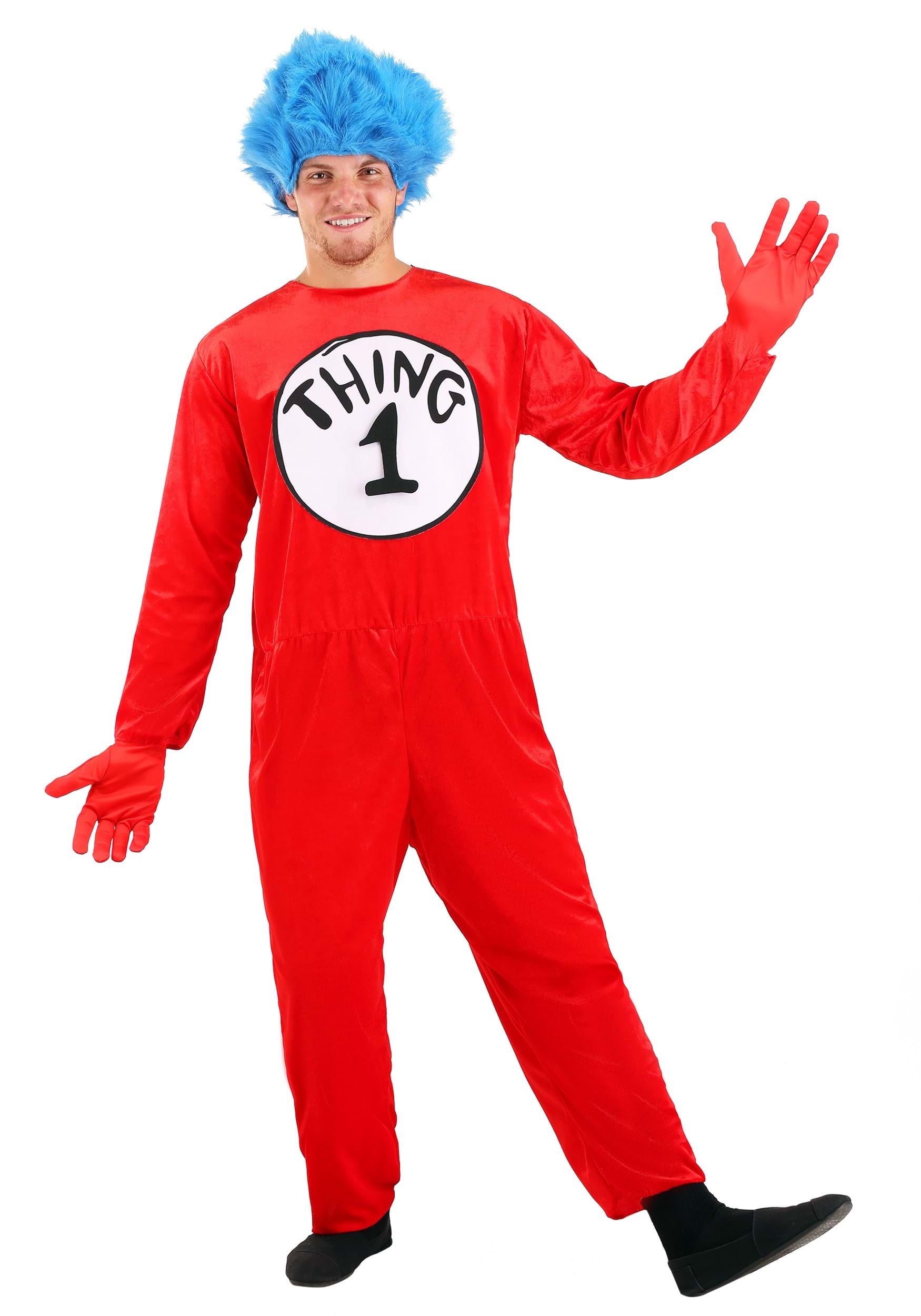 Photos - Fancy Dress FUN Costumes Adult Thing 1 & Thing 2 Costume | Dr. Seuss Costumes Blue/
