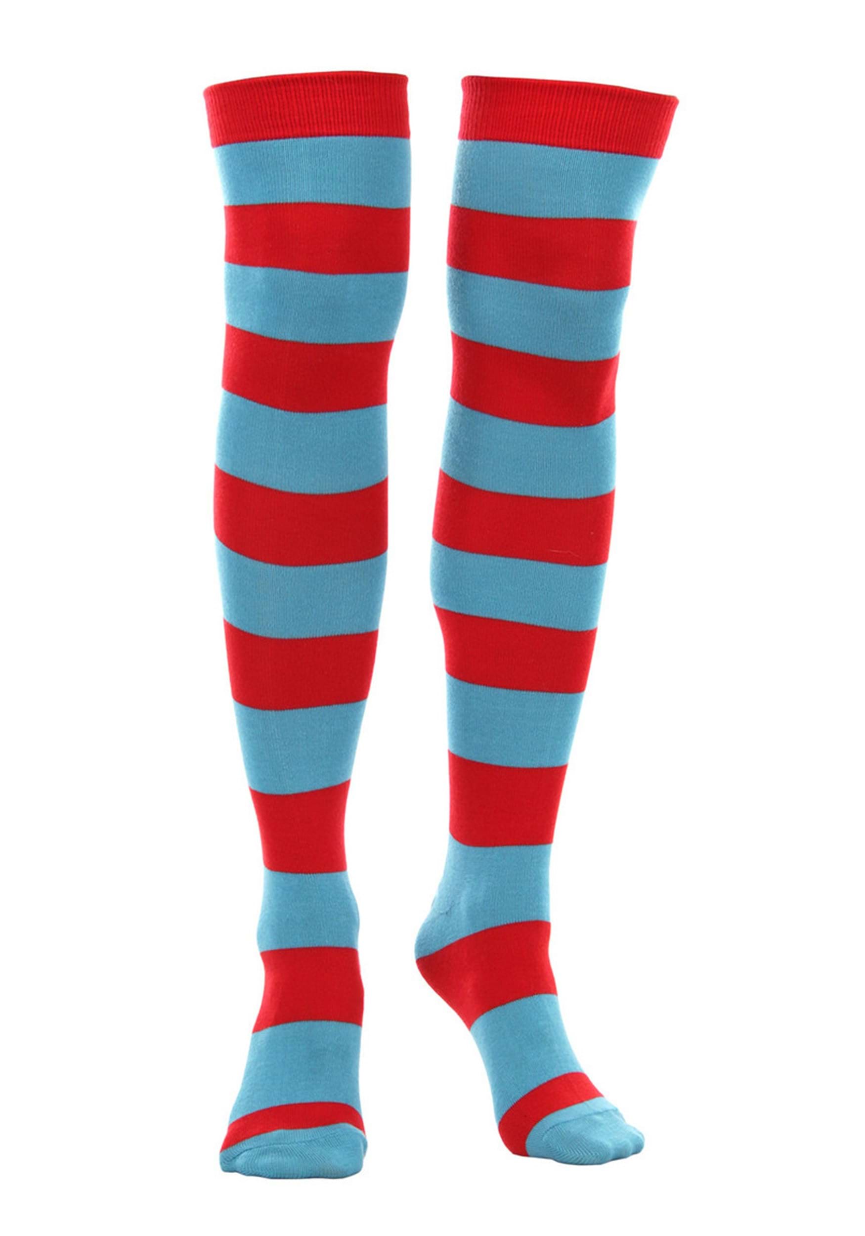 Womens Dr. Seuss Thing 1 & Thing 2 Striped Knee High Socks