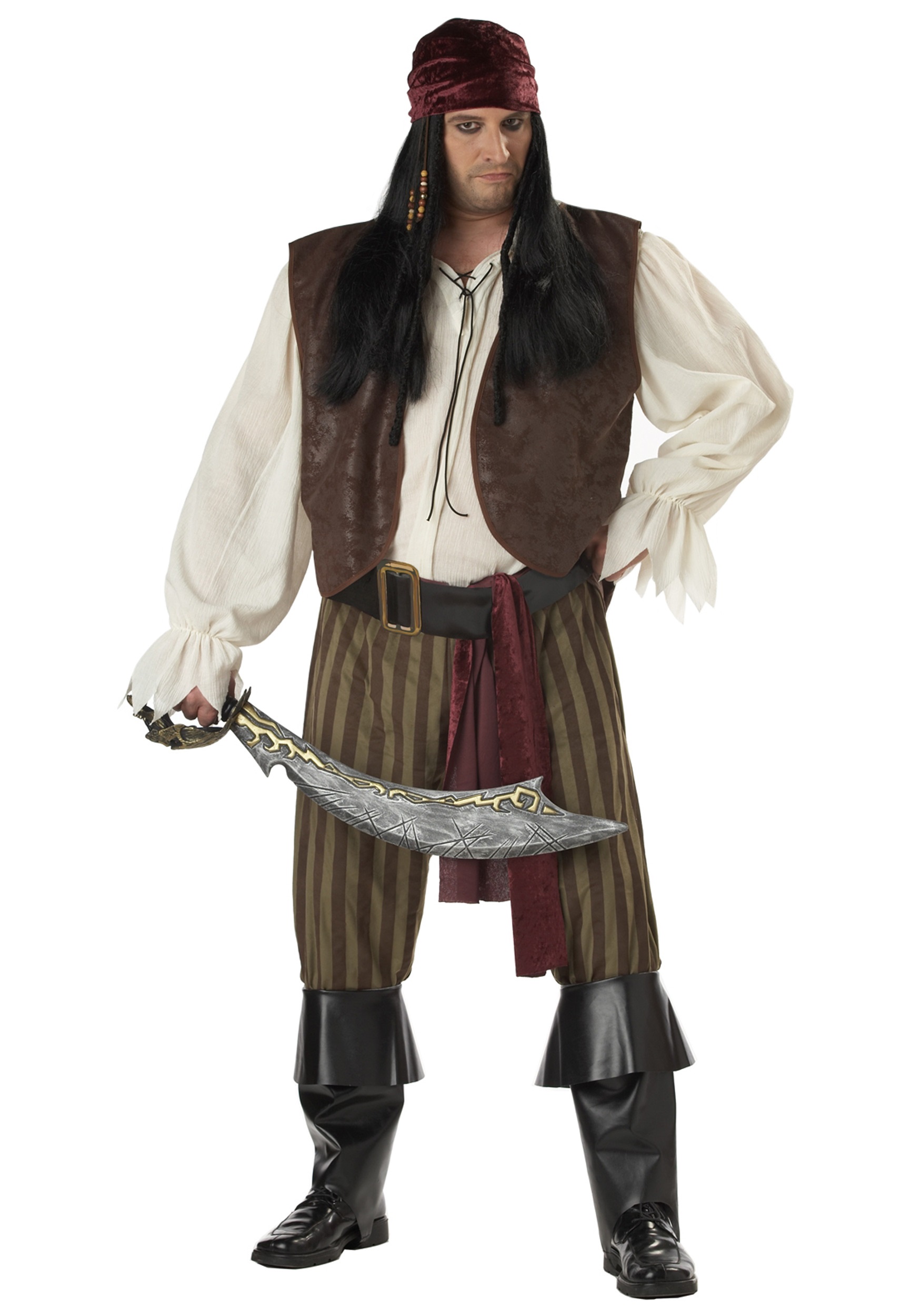 Photos - Fancy Dress California Costume Collection Men's Rogue Pirate Plus Size Costume Brown&# 