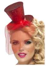 Red Glitter Mini Top Hat