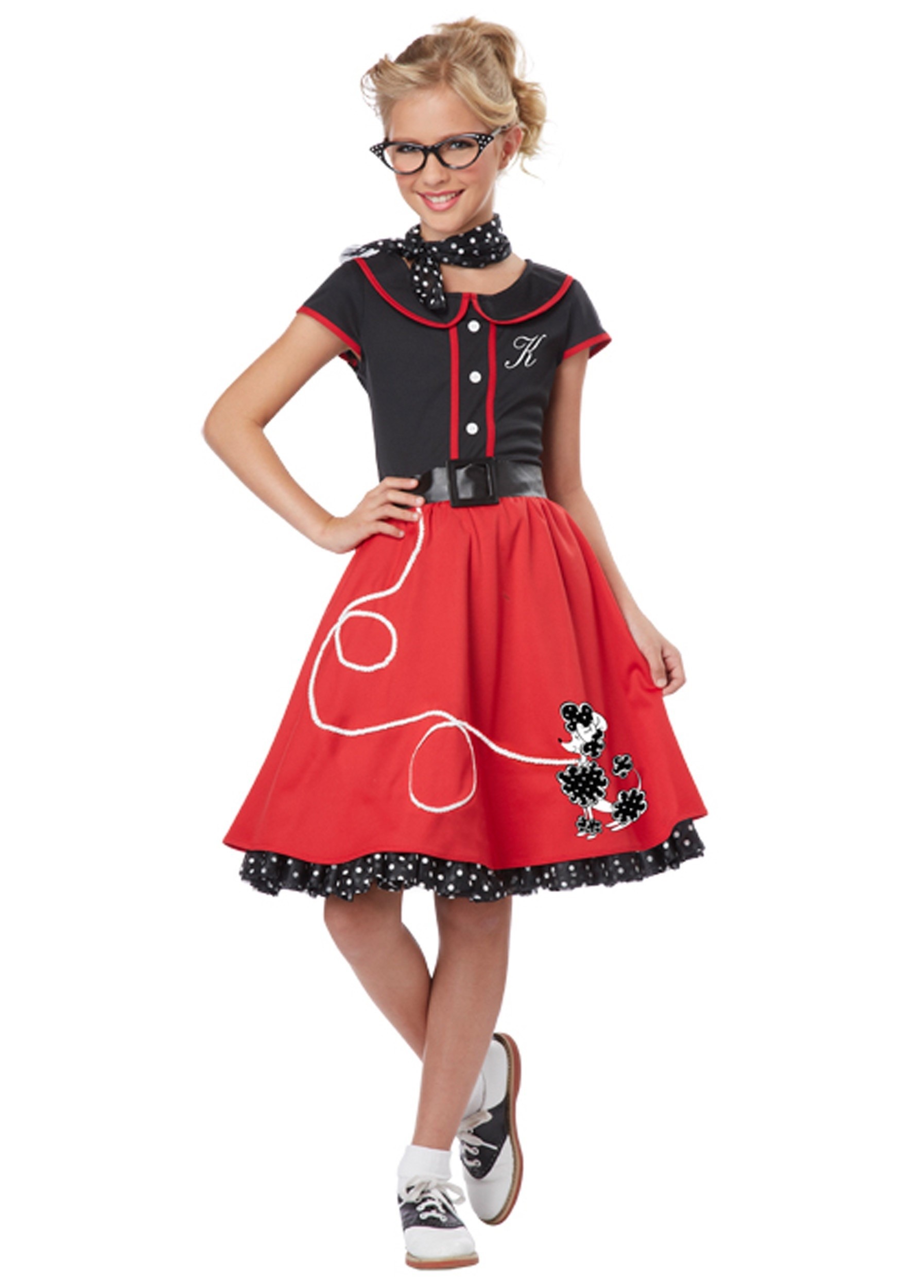 Red 50s Sweetheart Costume for Girls
