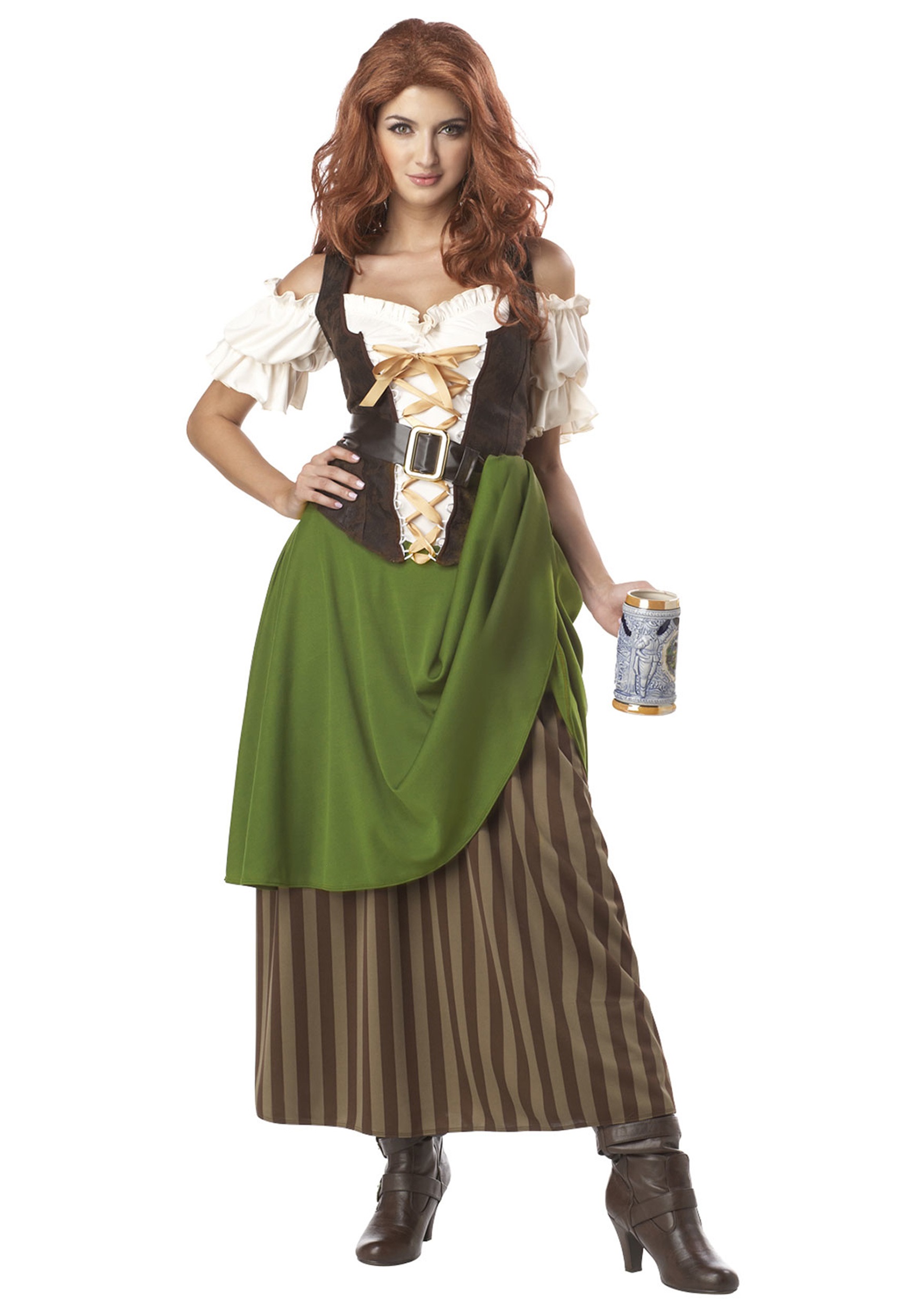 Photos - Fancy Dress California Costume Collection Tavern Maiden Costume for Women Brown/Gr