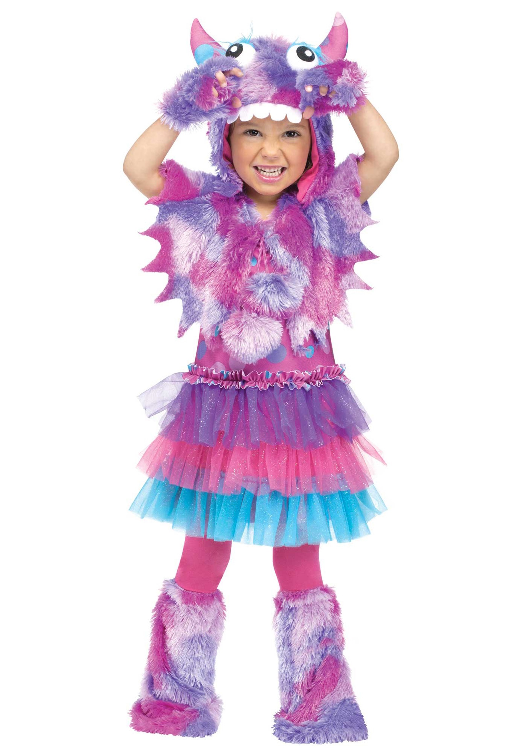 Photos - Fancy Dress Toddler Fun World Toddlers Polka Dot Monster Costume Blue/Pink/Purple FU12 