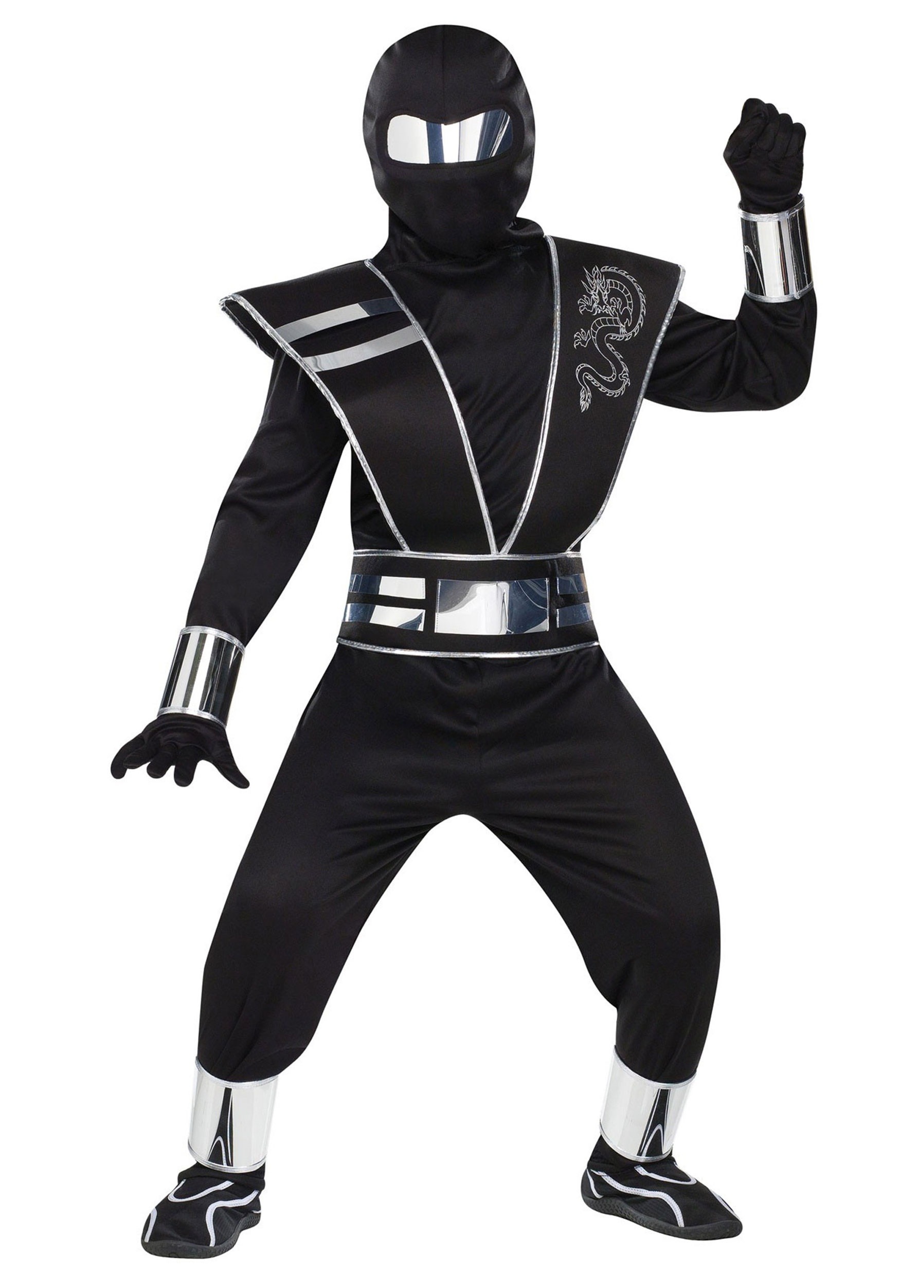 Photos - Fancy Dress Ninja Fun World Silver Mirror  Costume for Kids Black FU131602 