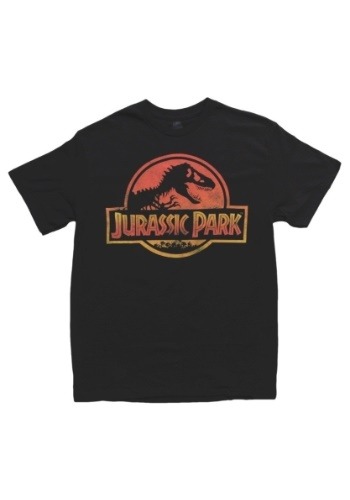 Jurassic Park Outline on Black T-Shirt