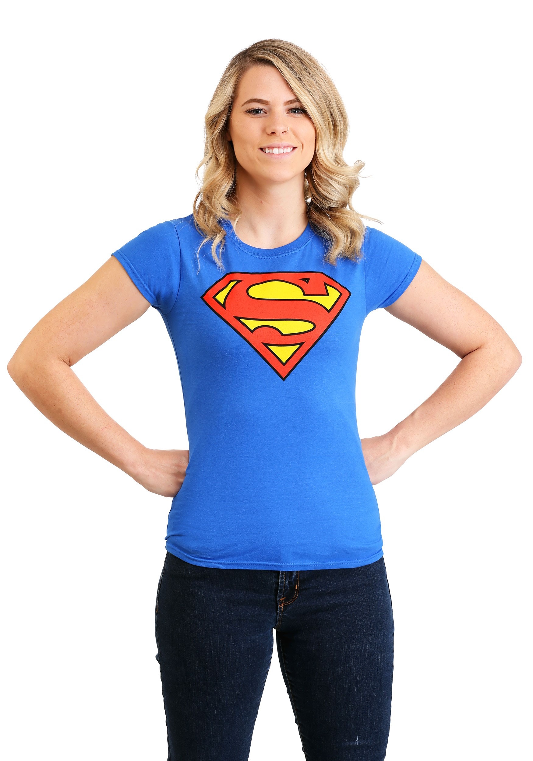 girl wearing superman t shirt