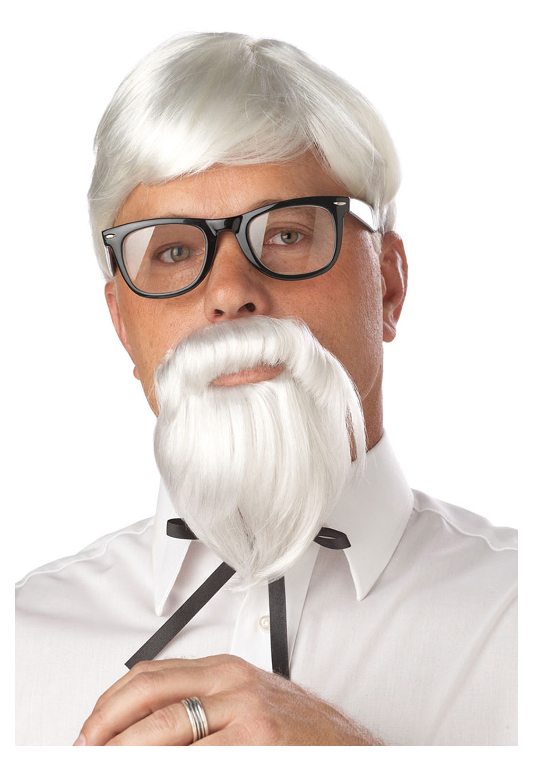 White Colonel Wig Moustache and Goatee