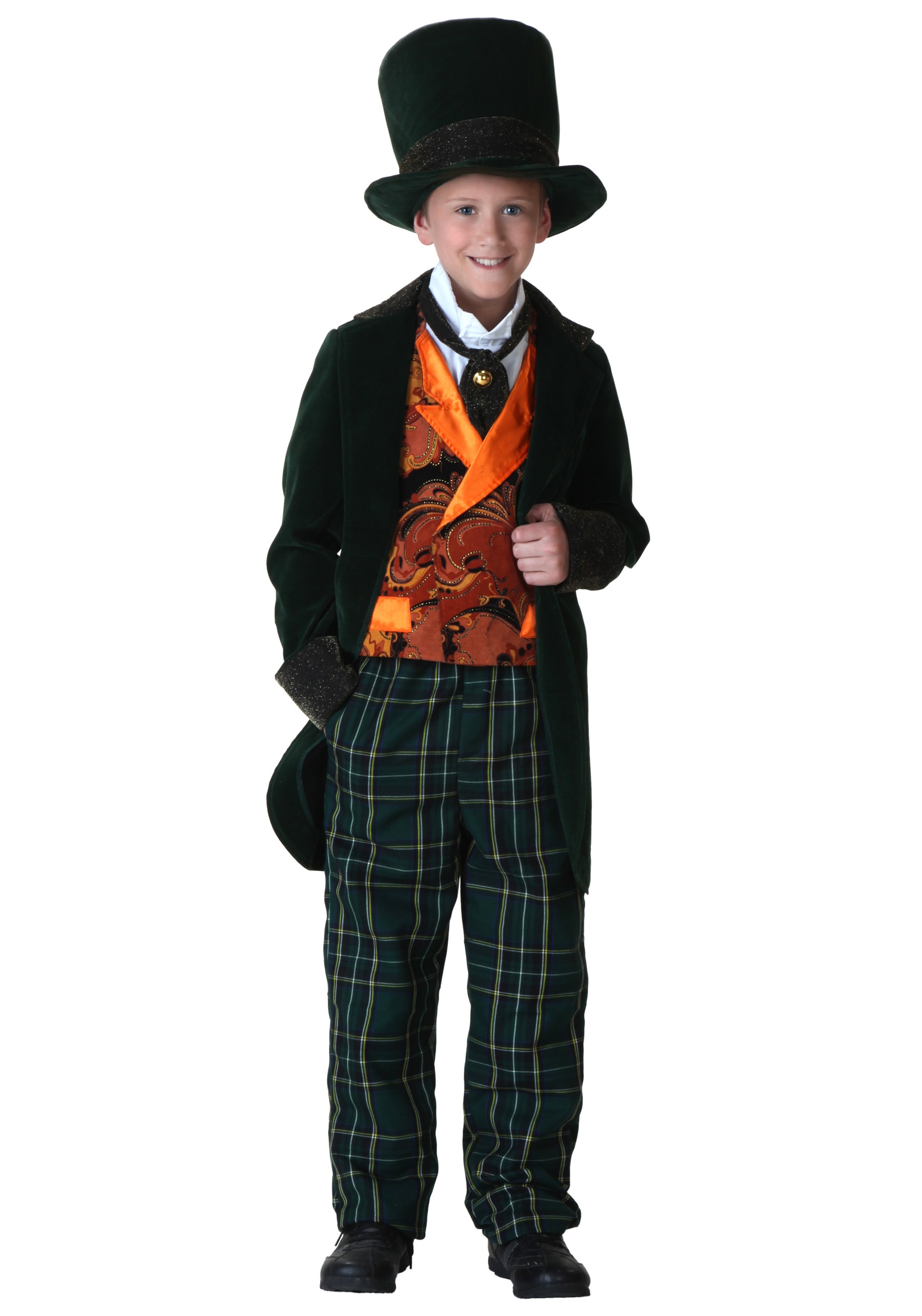 Photos - Fancy Dress Deluxe FUN Costumes  Mad Hatter Costume for Kids Green/Orange FUN1236CH 