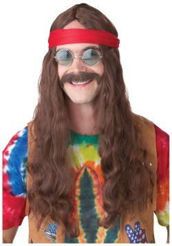 Men's Hippie Wig & Mustache