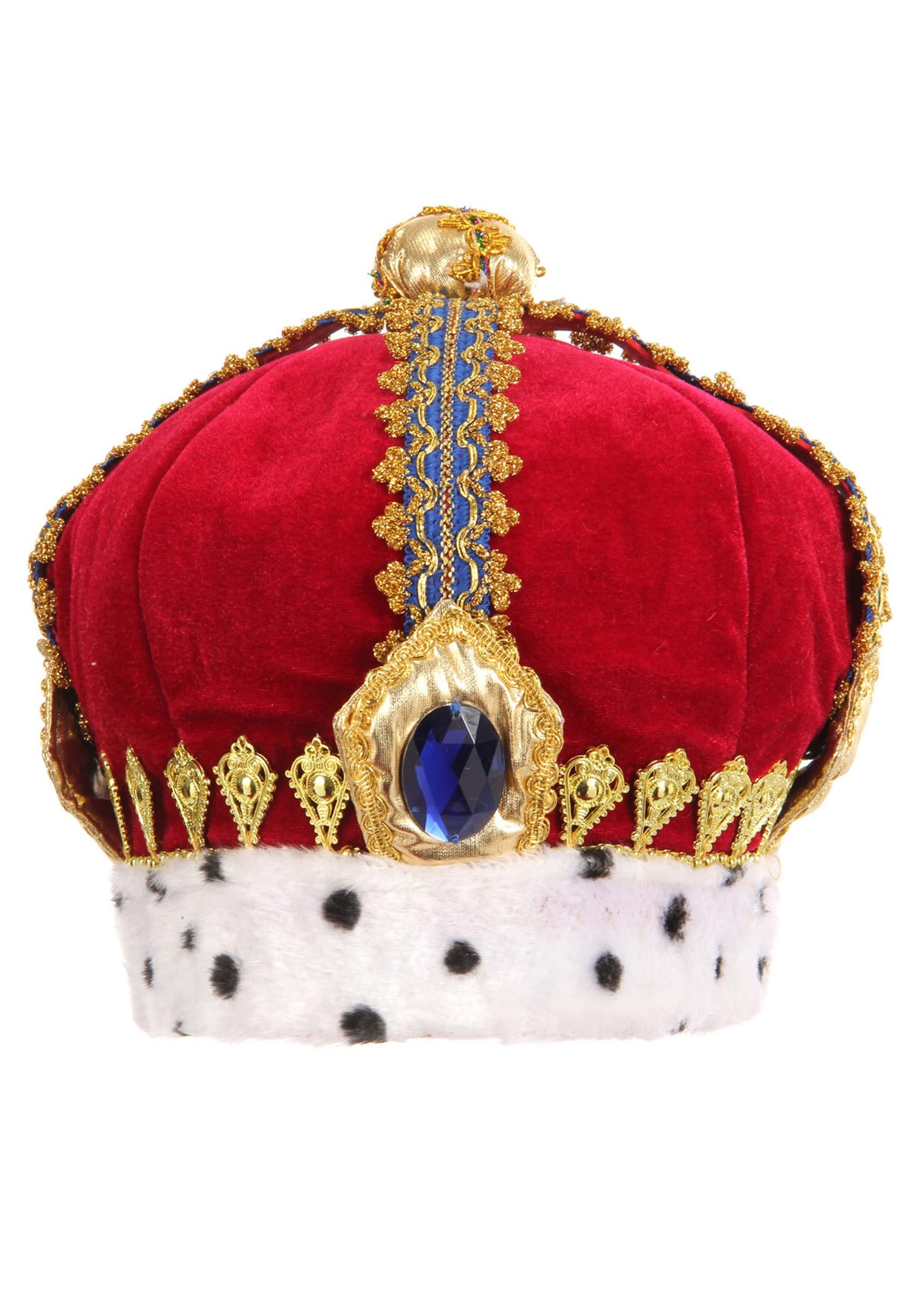 Adult King Queen Crown Red Gold Christmas Royal Fancy Dress Hat 
