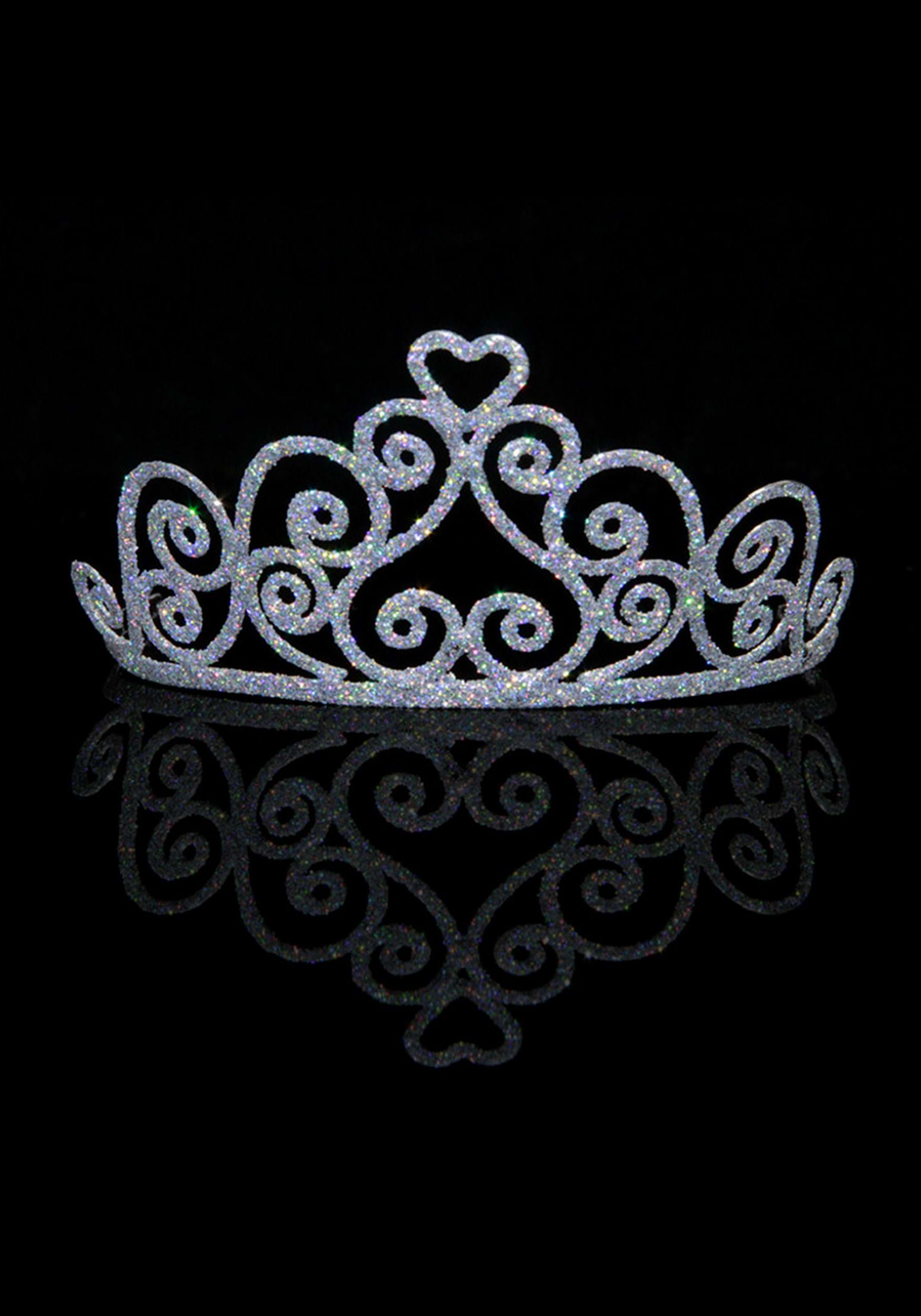 Silver Sparkle Heart Tiara for Adults